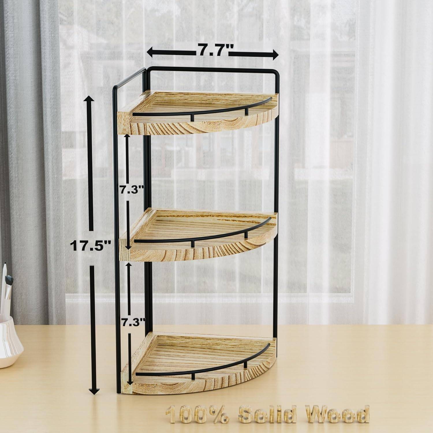 Corner Bathroom Counter Organizer, 3 Tier Wood Vanity - photo 3