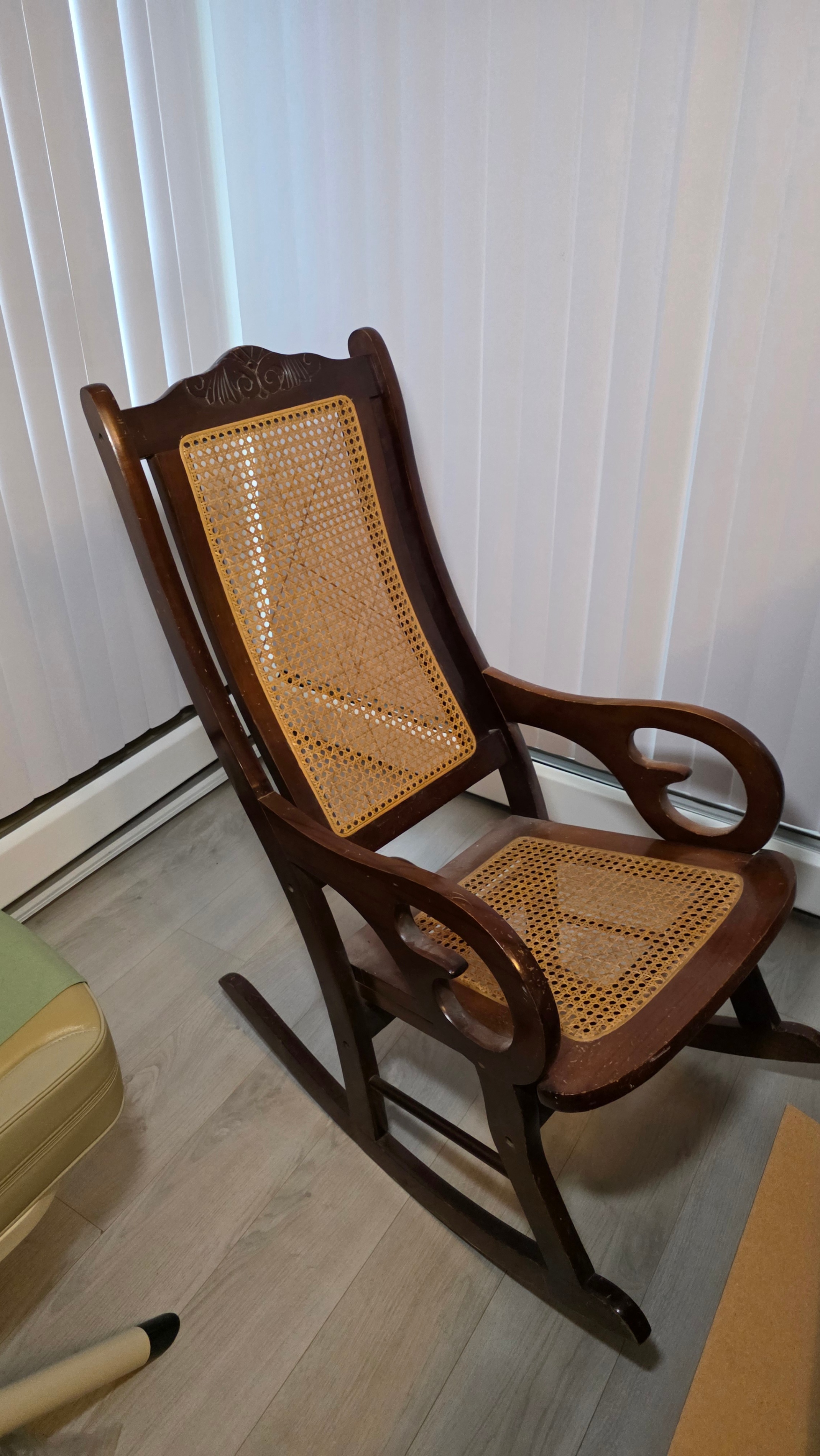 Wooden Rocking Chair with Cane Seat and Back - photo 3