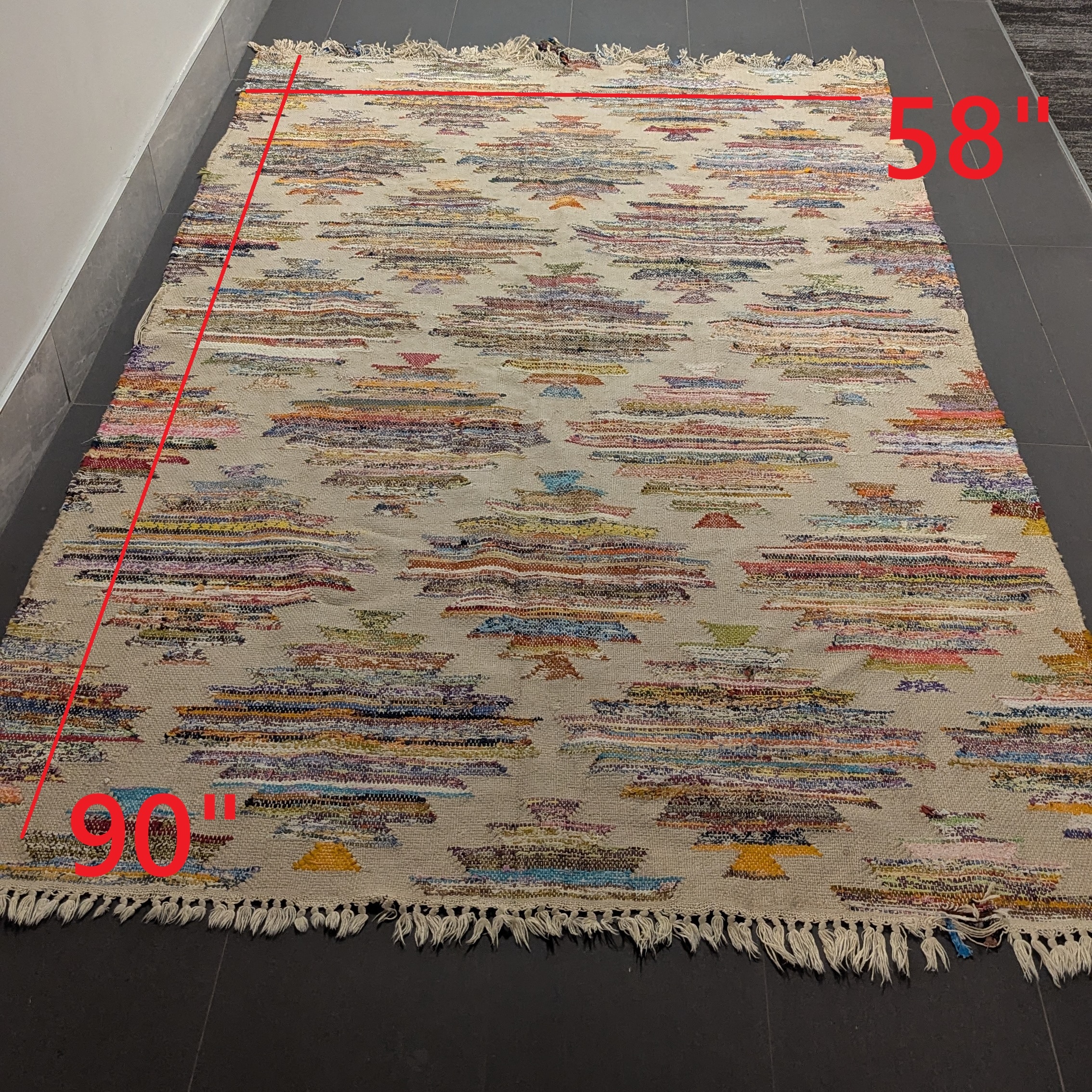 90x58" Handmade Bedroom Balcony Flatweave Area Rug Carpet Modern
