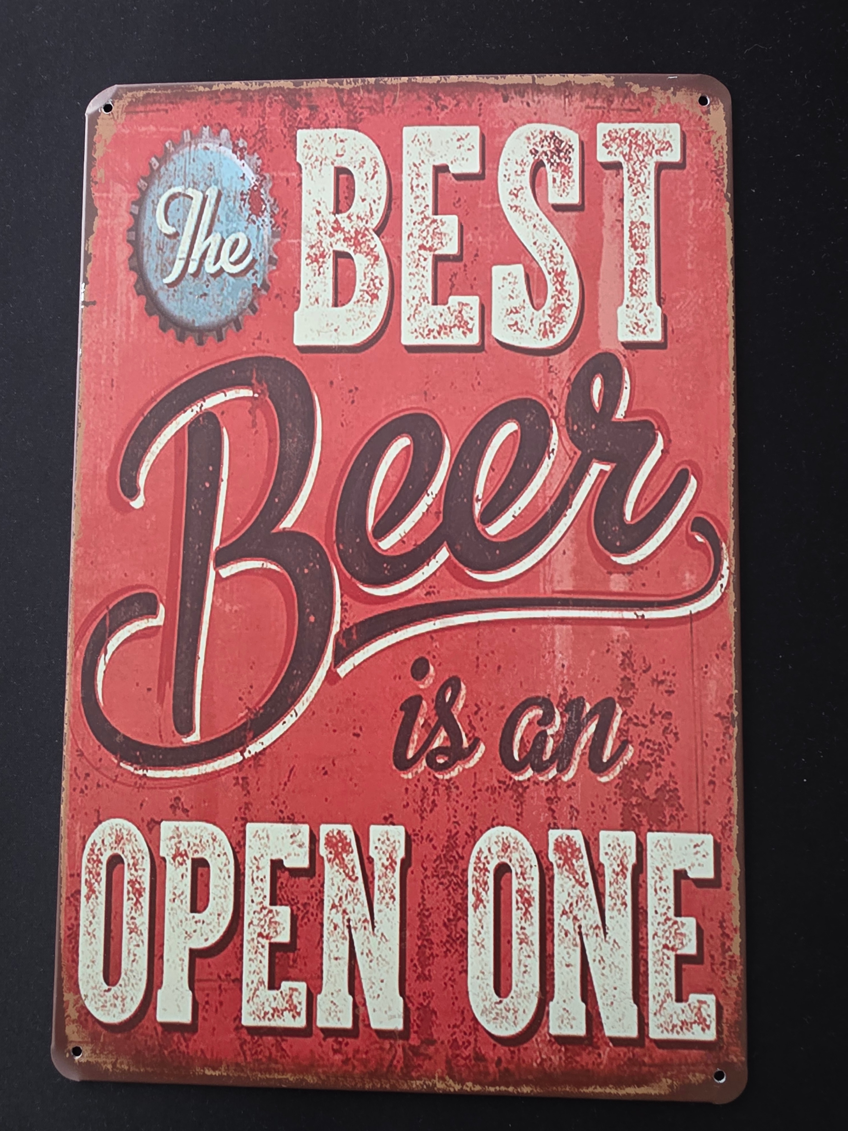 Vintage‐Style The Best Beer Is an Open One-Metal Sign