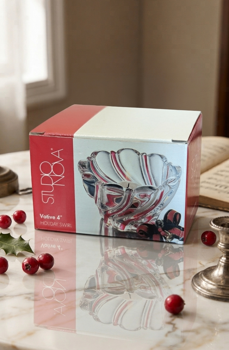 Studio Nova Votive 4" Holiday Swirl Candle Holder