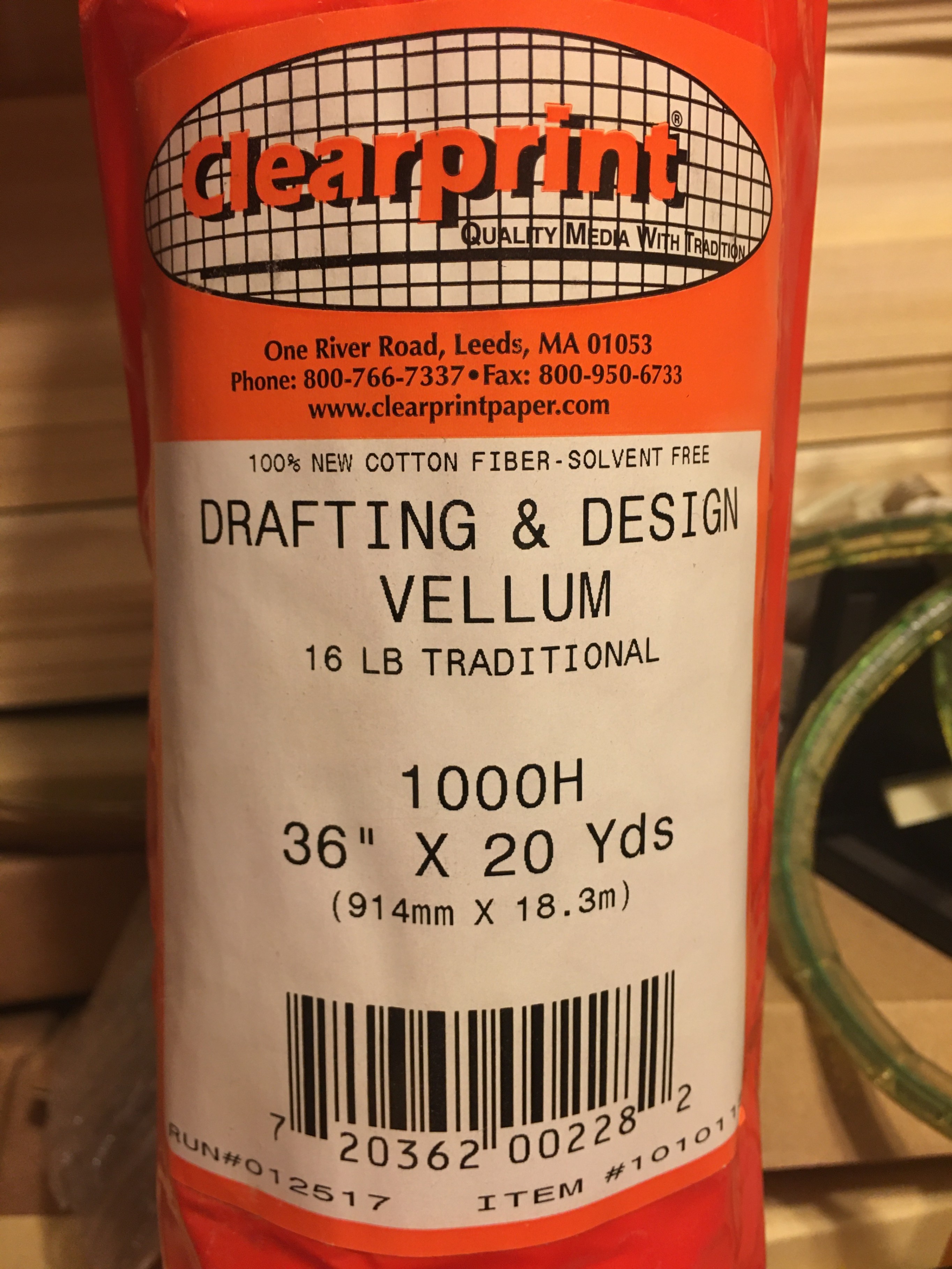 Clearprint Drafting & Design Vellum 36" X 20 Yds