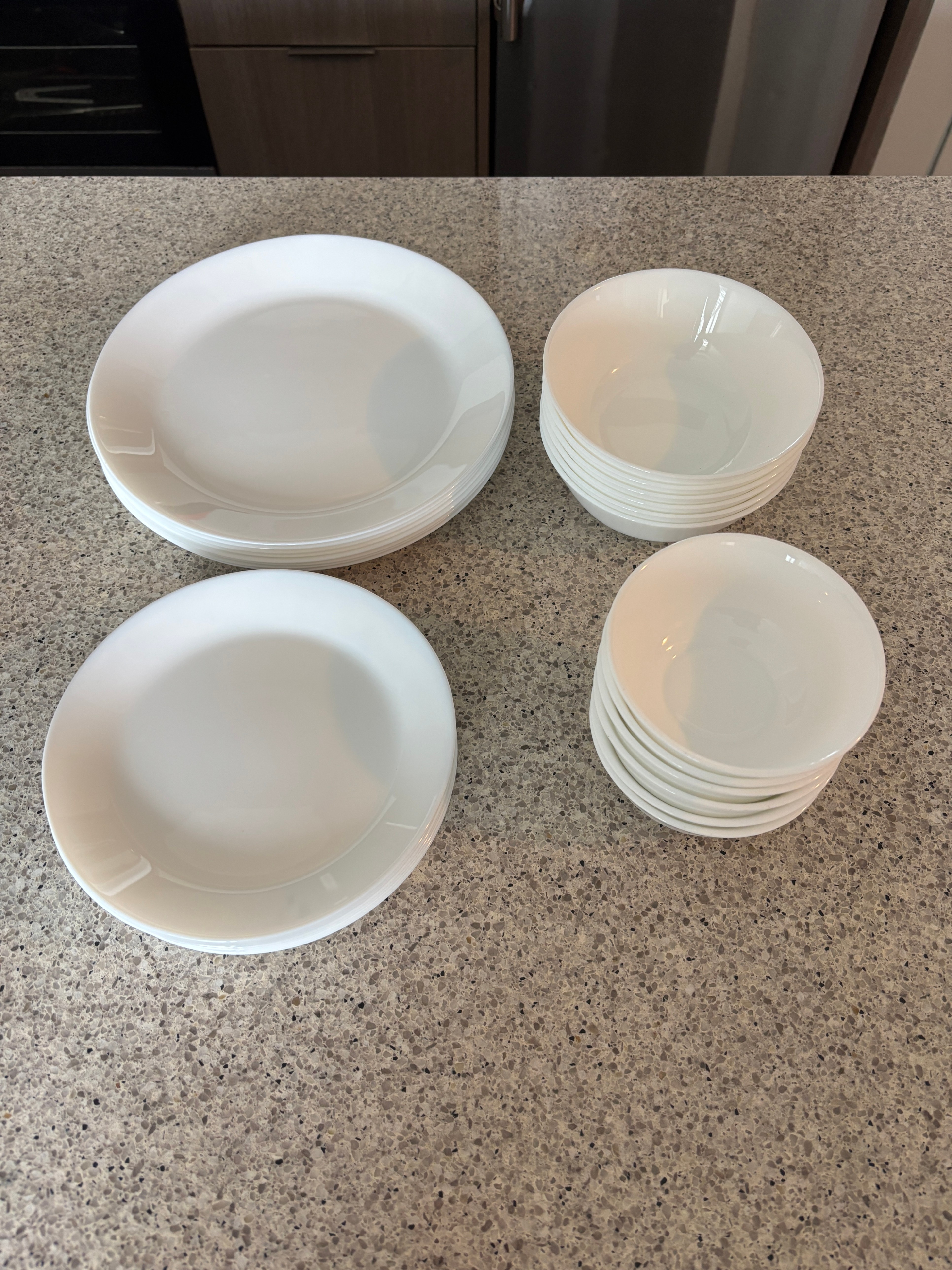 Dinner Set White Tempered Glass