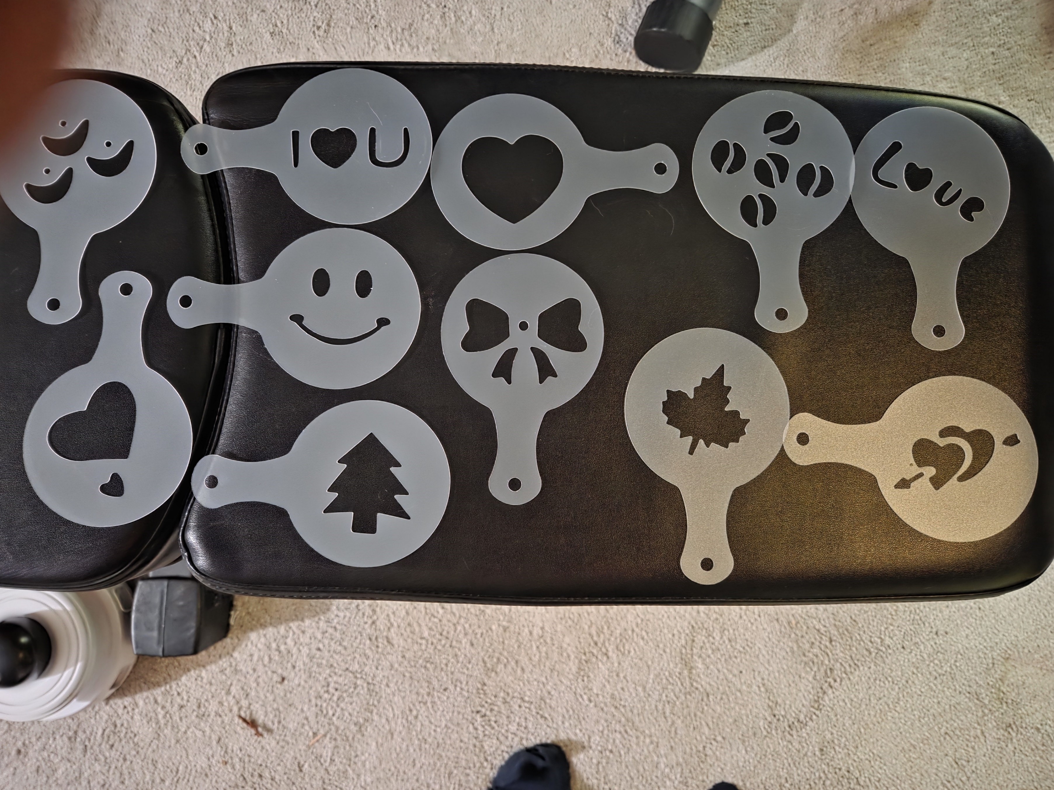 16 Pc Charming Latte Art Stencil Set, Unique & Fun Designs (New)