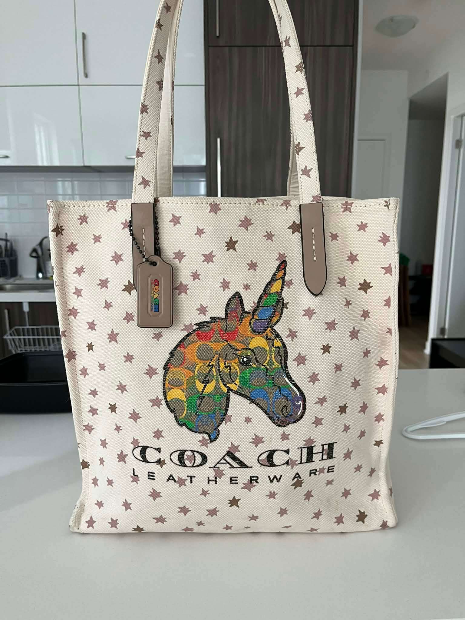 Rainbow Unicorn-Print Canvas Tote NWT