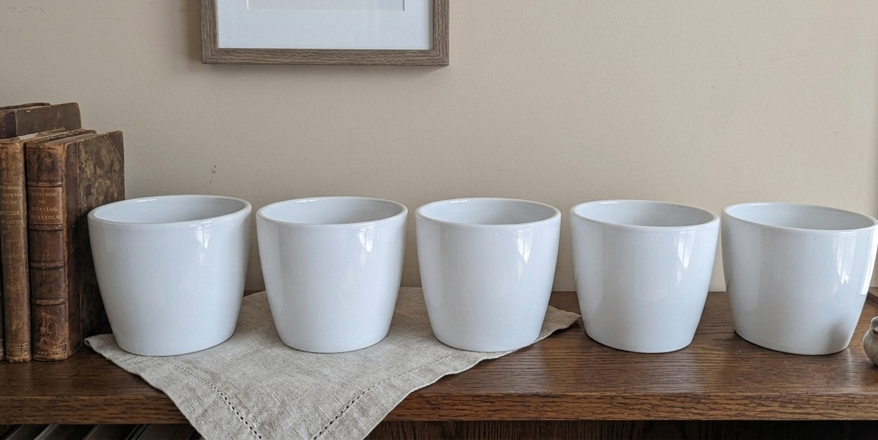 Set of 5 White Ceramic Plant Pots - photo 2