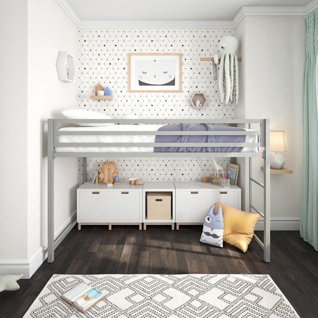 Junior Twin Loft Bed with 6 inch Mattress