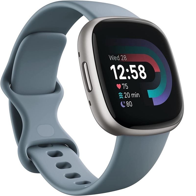 Fitbit Versa 4 Fitness Smartwatch - Waterfall Blue/Platinum