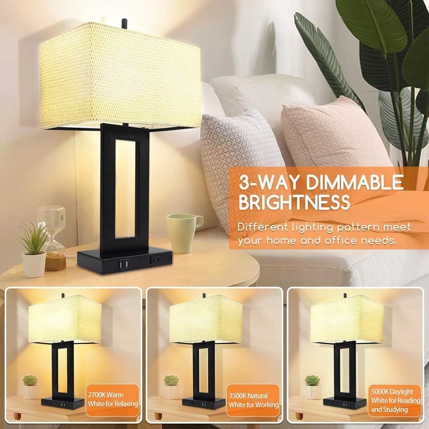 Touch Control Table Lamp with USB Ports - 22" H - photo 3