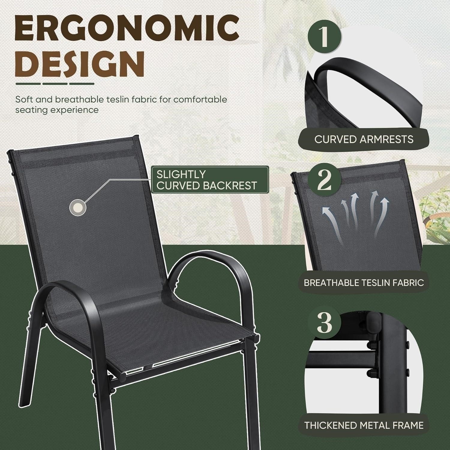 Set of 4 Black Outdoor Chairs - photo 3