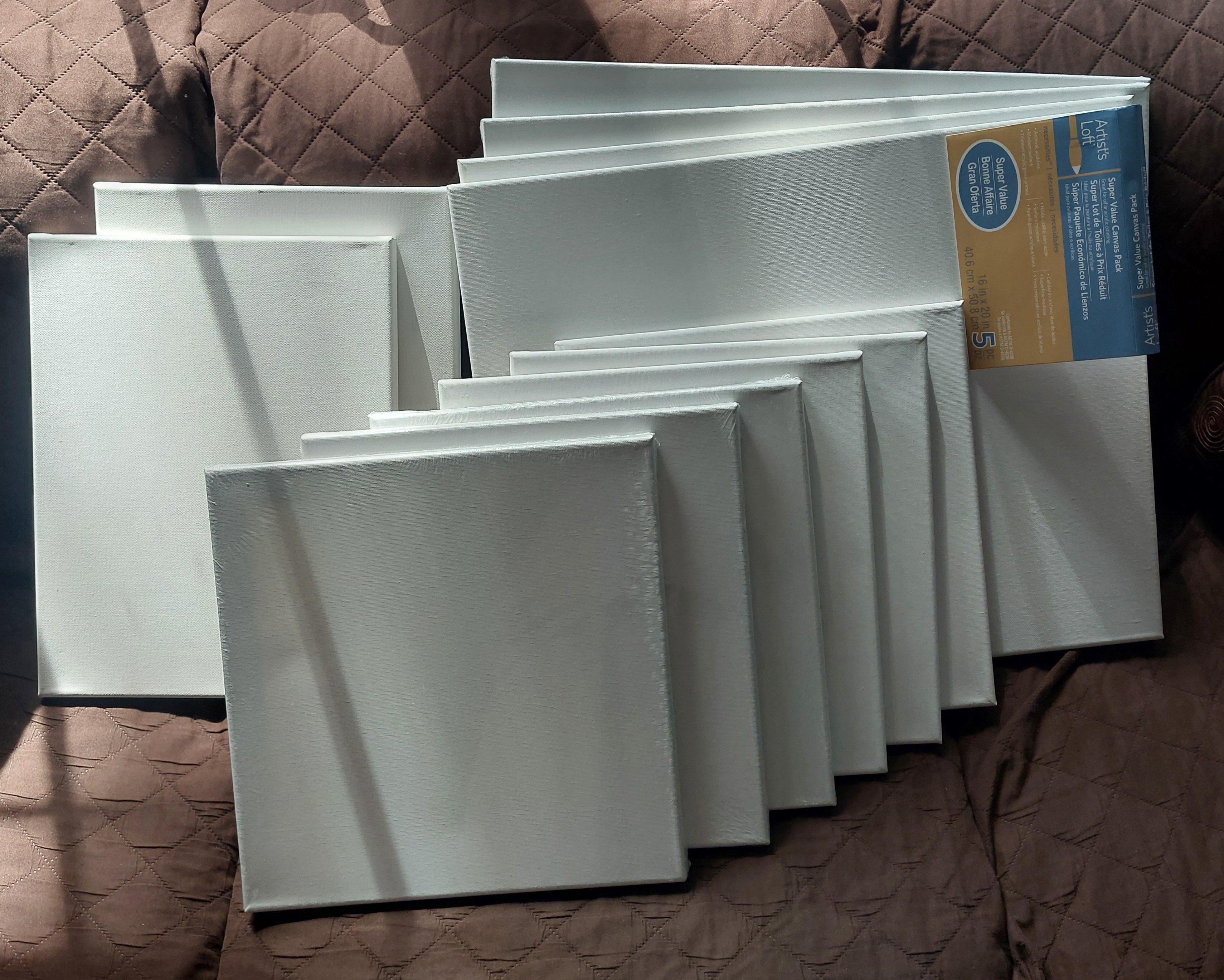 12 Blank Canvases for Oil and Acrylic Paints Multiple Sizes