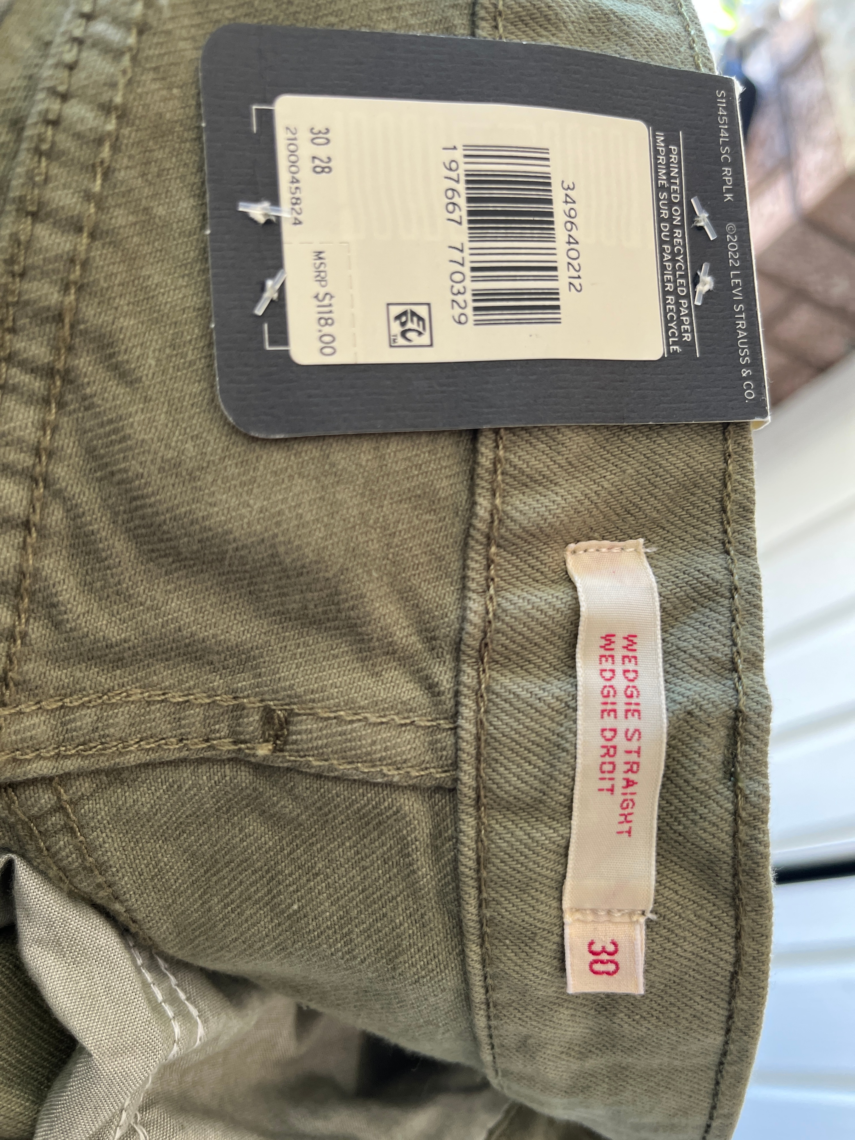 Levi's Wedgie Straight Jeans - Olive Green - Size 30x28 - photo 5