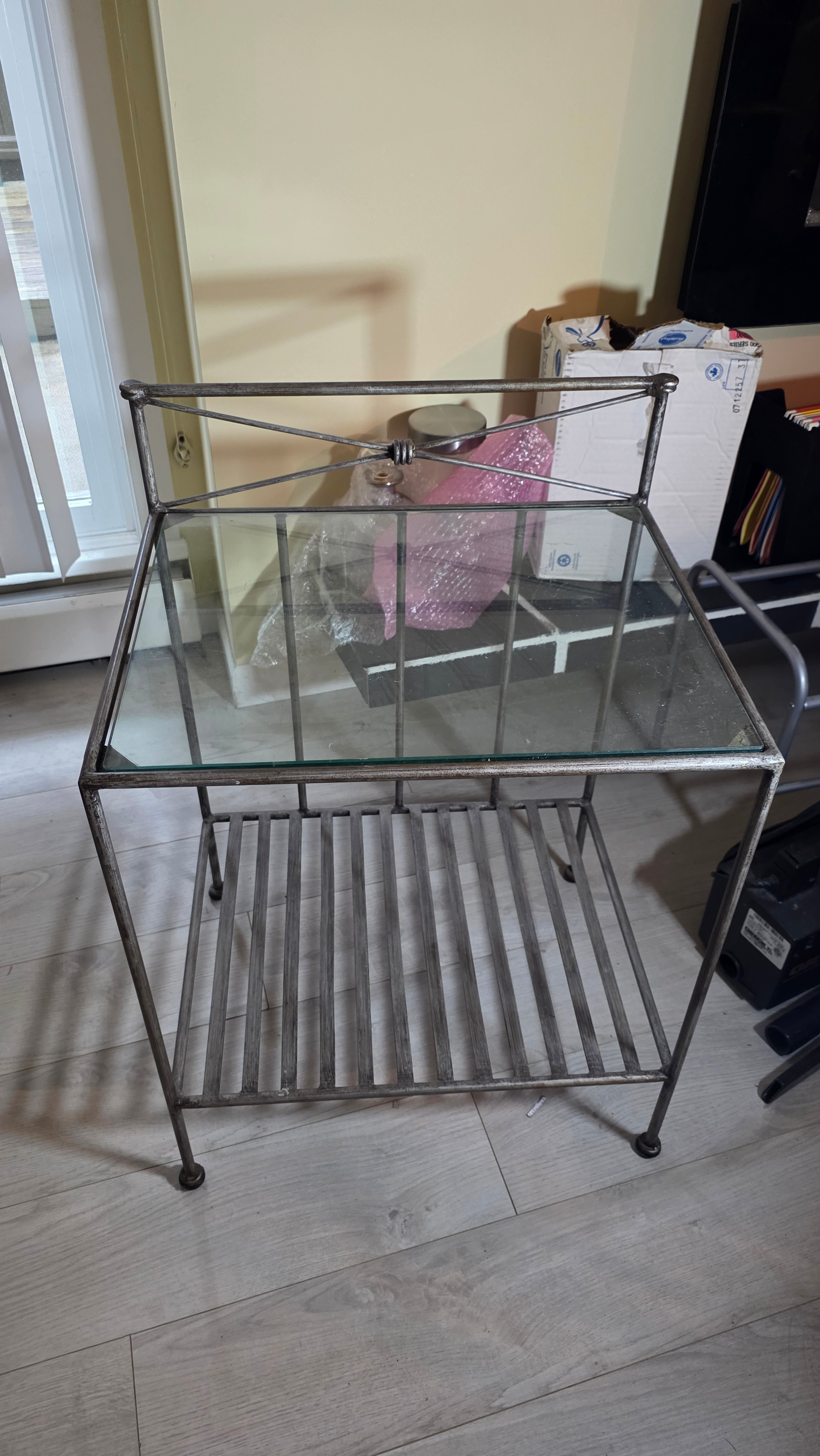 ✨ Pier 1 Imports Medici Pewter Wrought Iron & Glass Side Table ✨