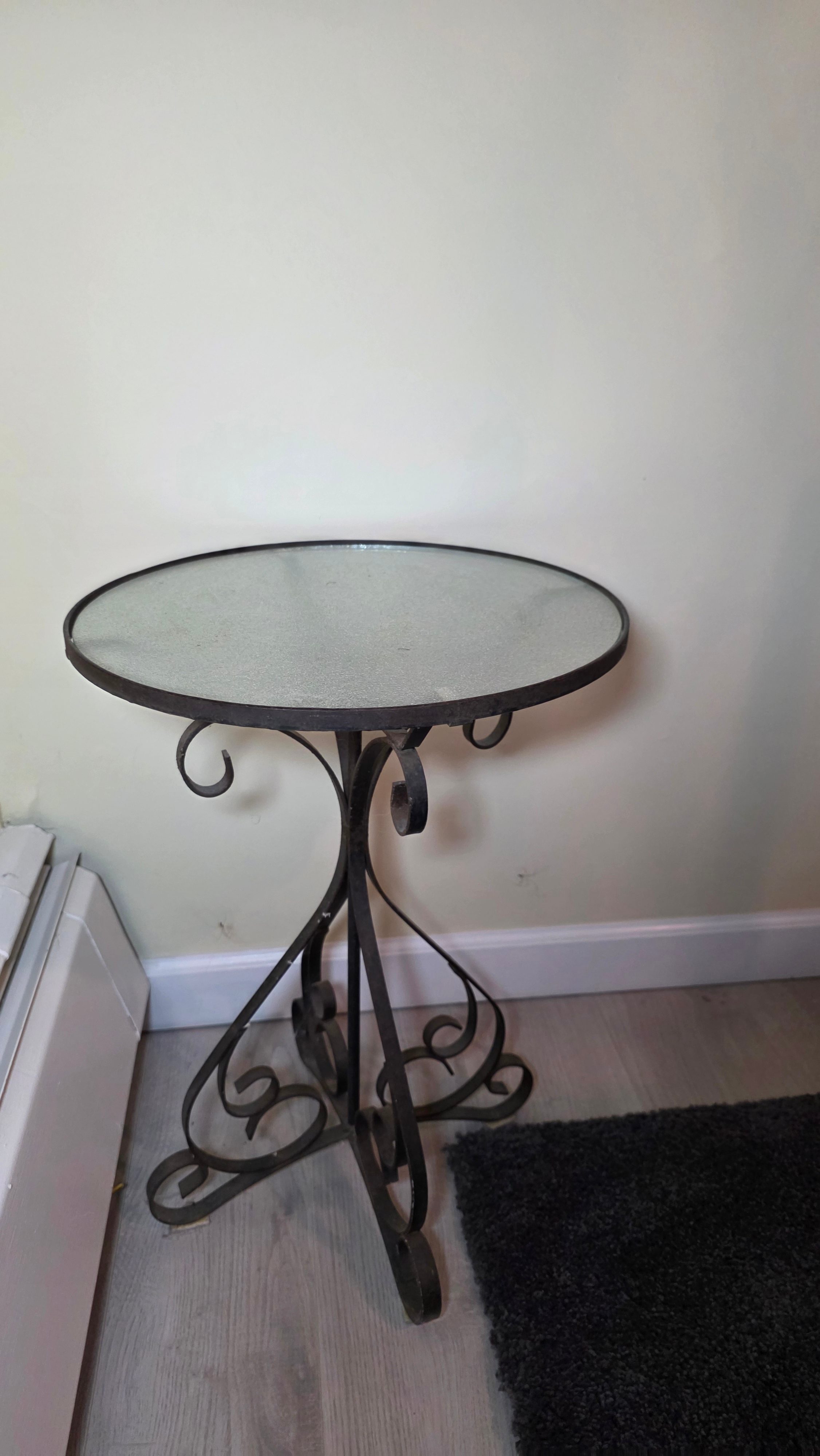 ✨ Vintage-Style Wrought Iron & Glass Accent Table ✨ - photo 4