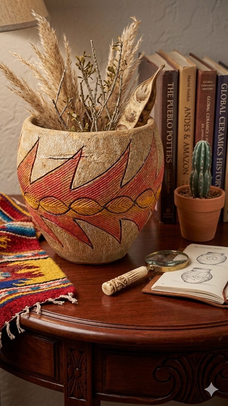 Decorative Ceramic Pot with Southwest Design - photo 2