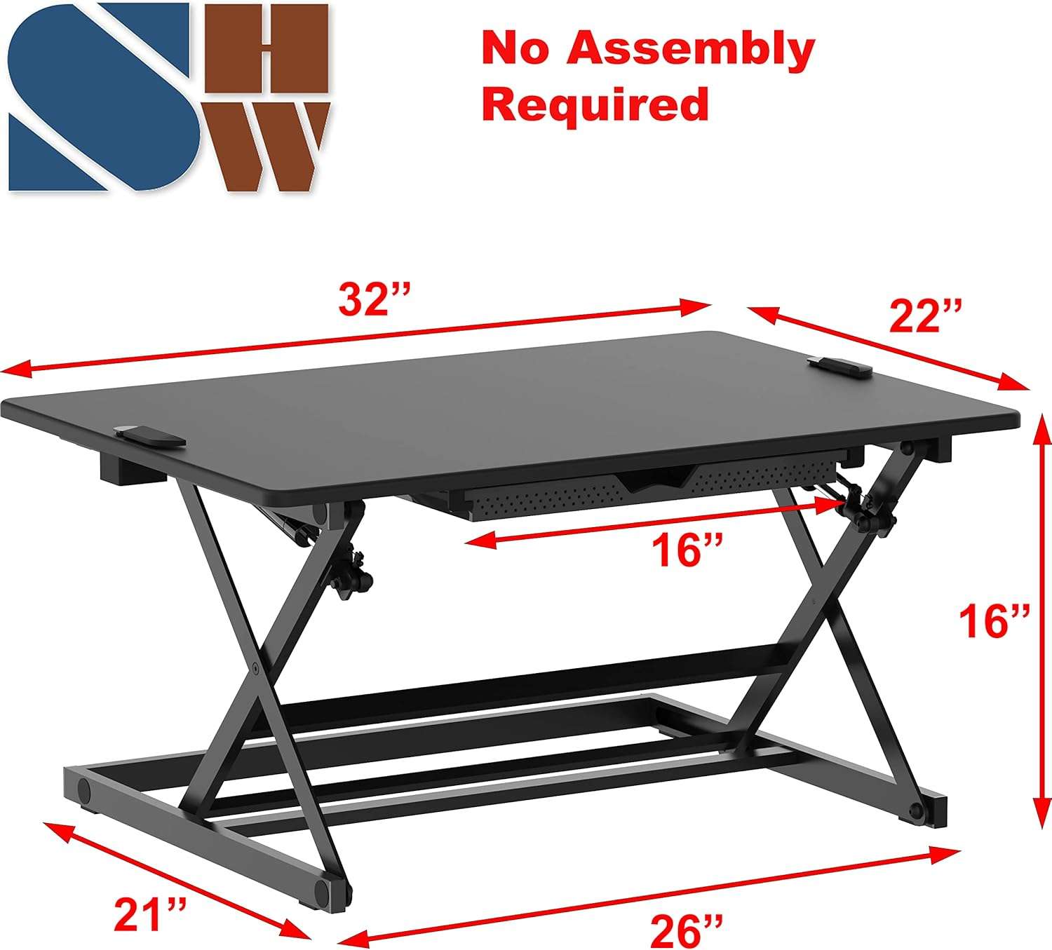 Adjustable Standing Desk Riser - Black