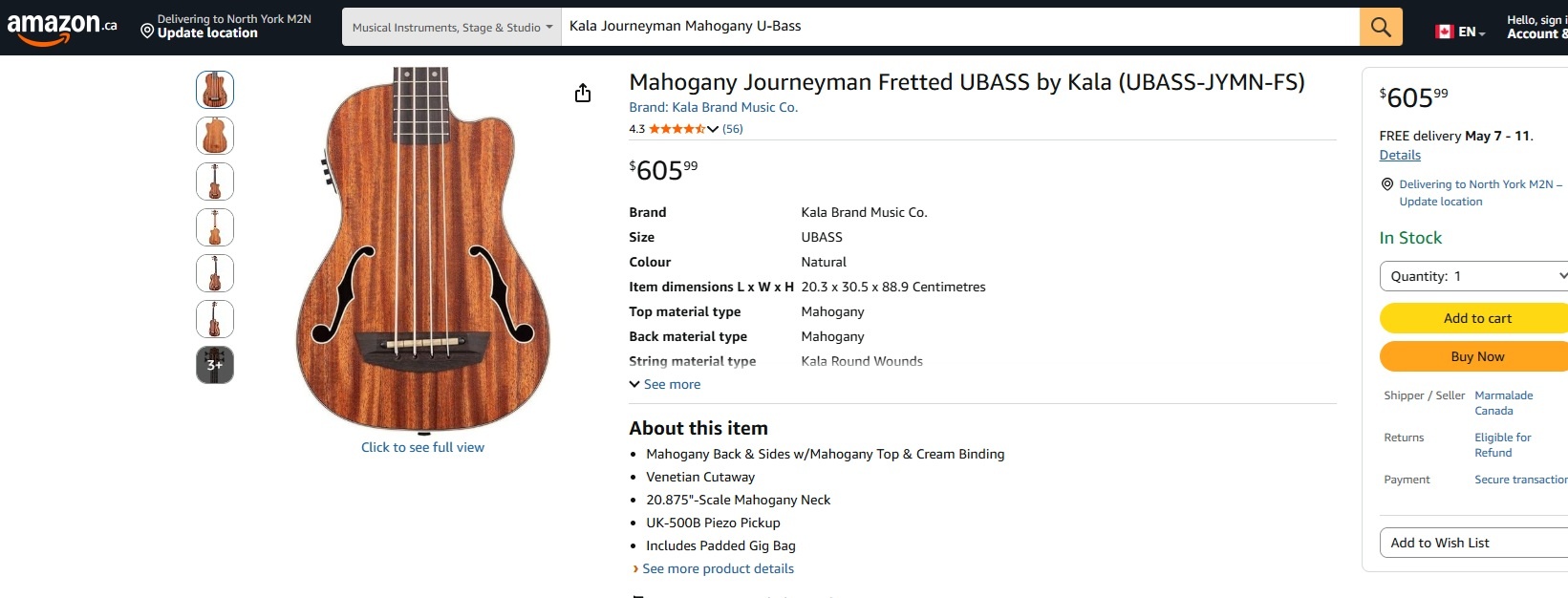 Kala Journeyman Mahogany U-Bass - photo 5