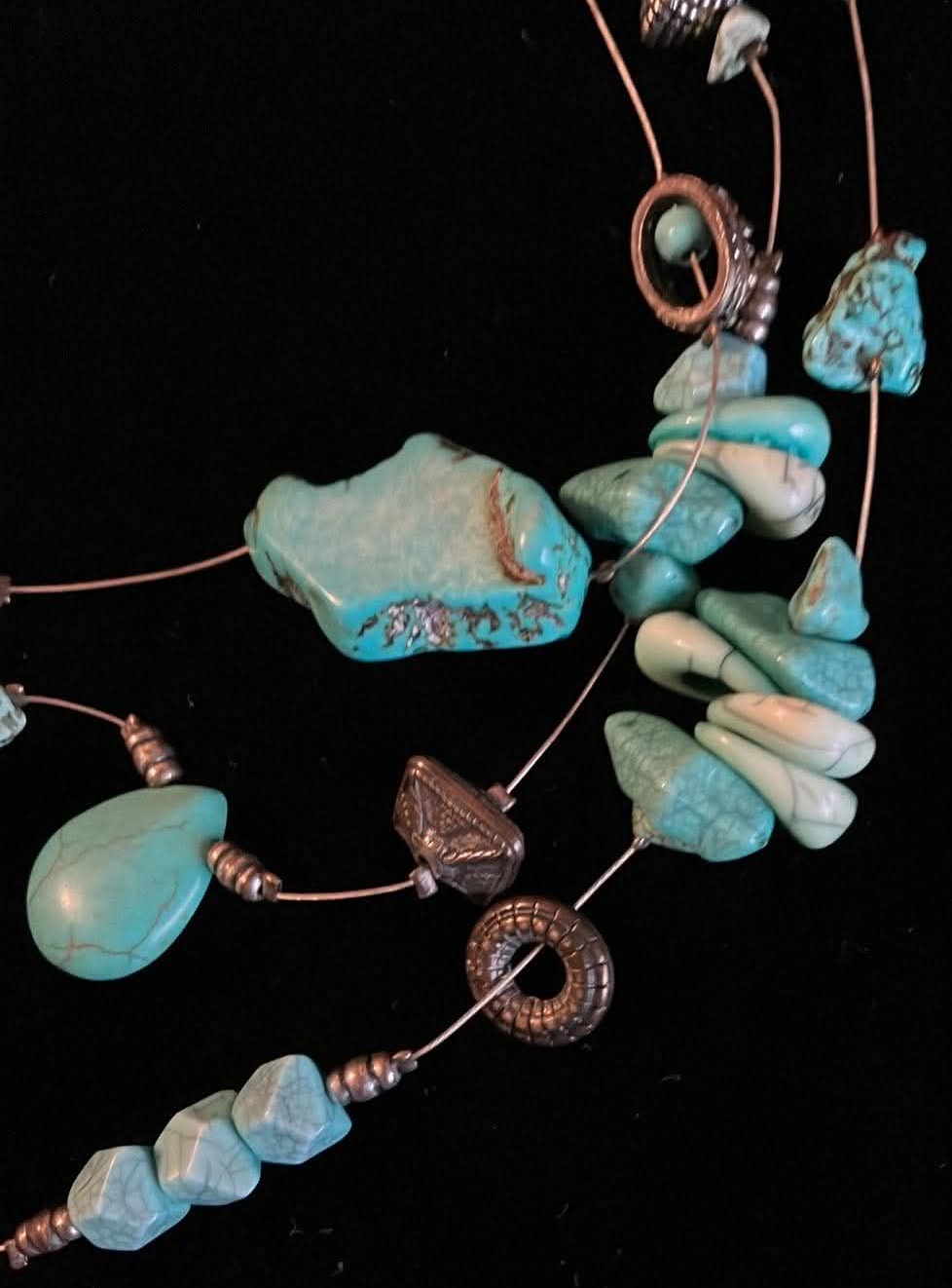Vintage Chicos Bohemian Multistrand Turquoise Beaded Necklace - photo 2