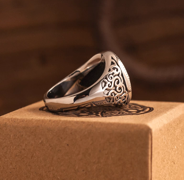 Men's Silver Tone Ornate Ring - photo 3