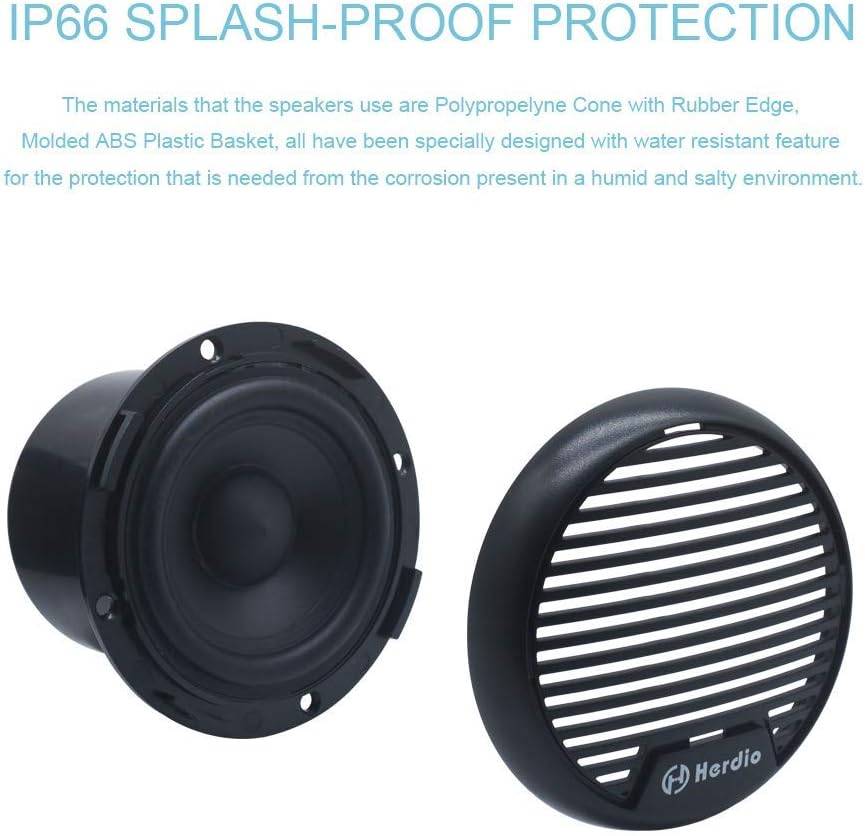 Herdio 3"Waterproof Speakers Marine Boat SPA ATV UTV RZR -Black