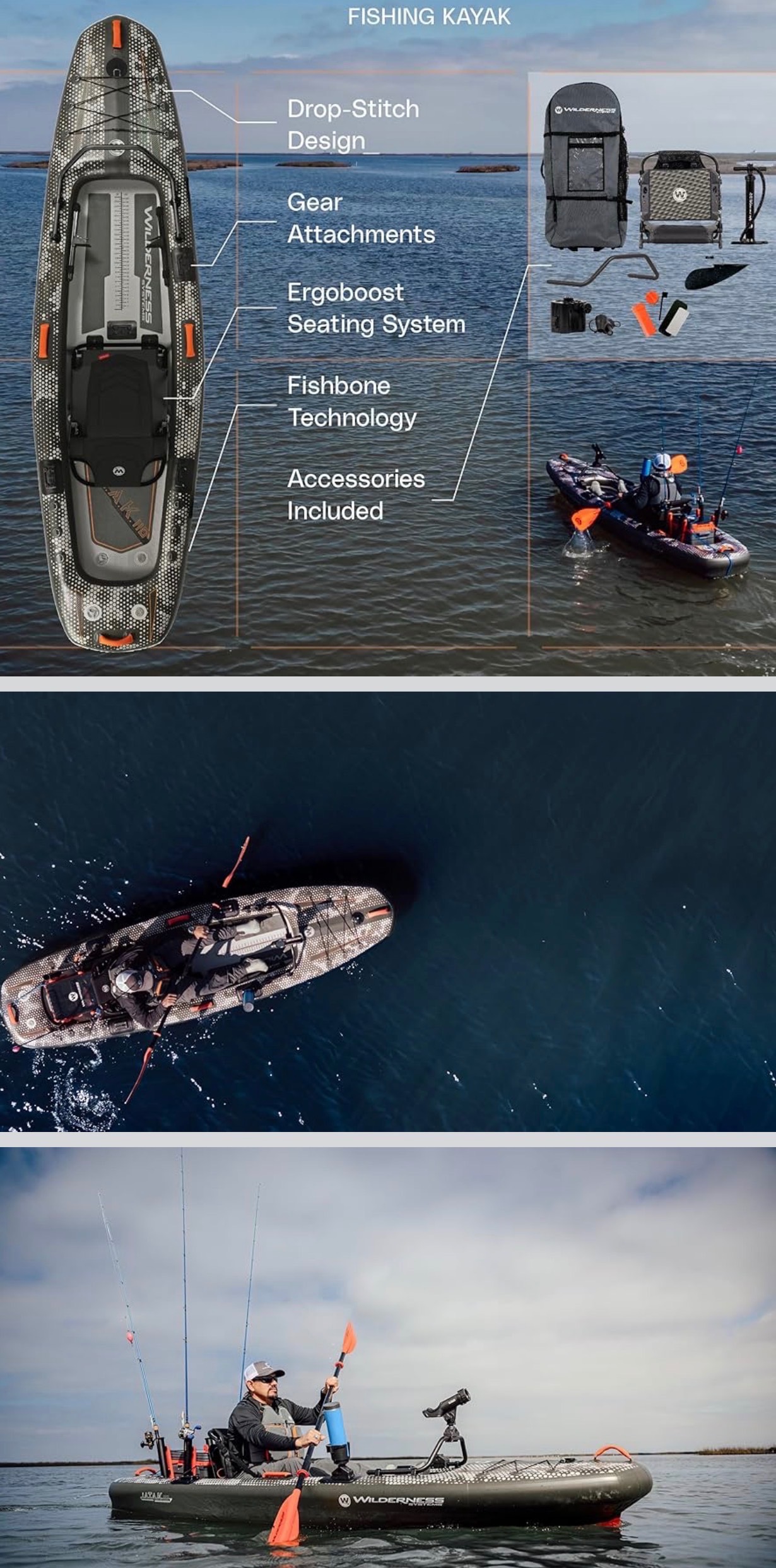 NEW: Fishing Kayak Inflatable Drop-Stitch Kayak 11ft Digital Cam - photo 3