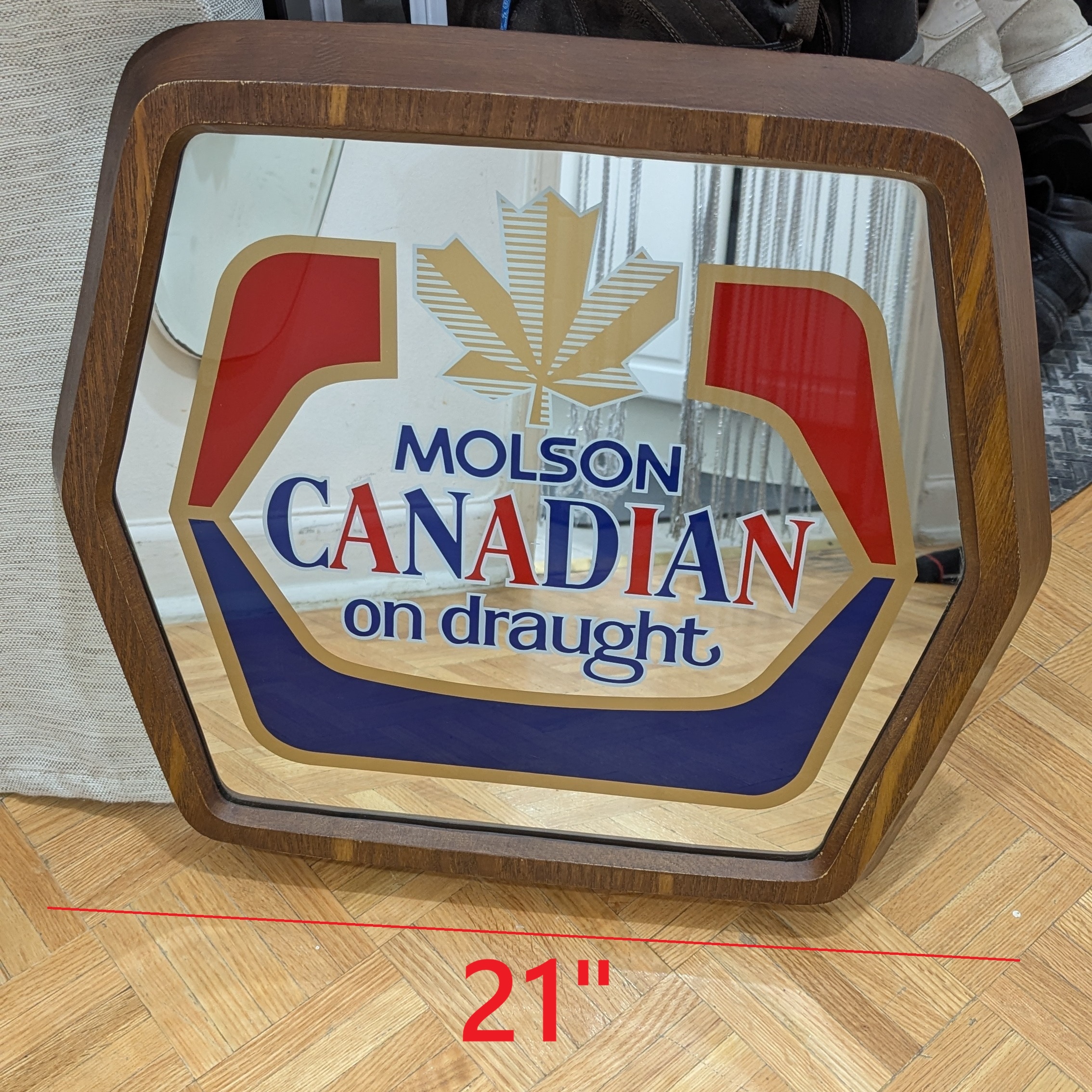 21" Molson Canadian Lager Beer Mirror Lounge Bar Pub Sign