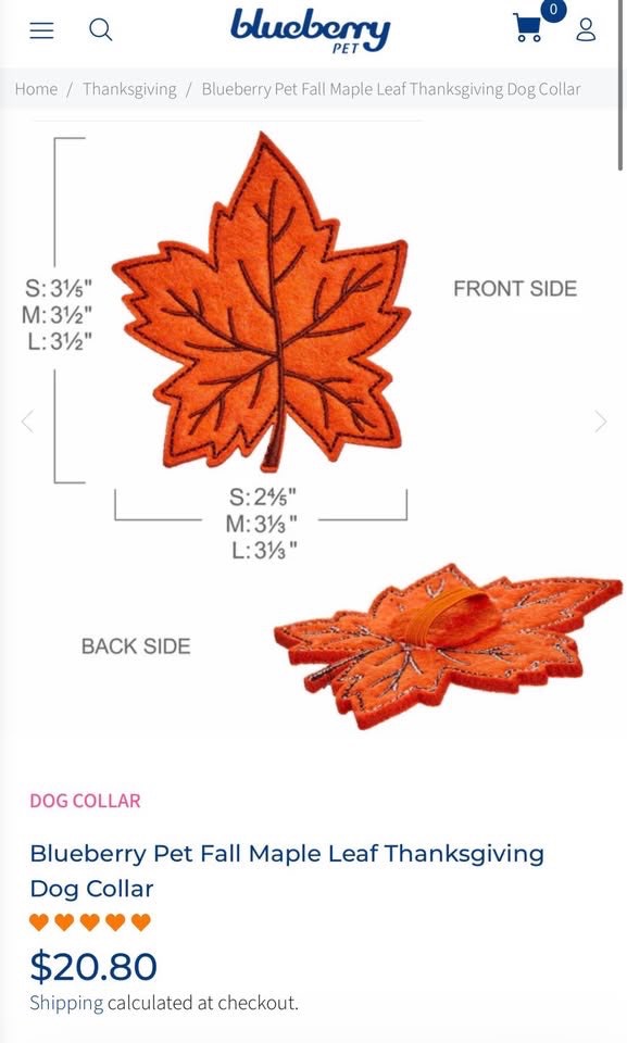 Dog Collar NEW - Blueberry Pet Fall Maple Leaf Thanksgiving - photo 4