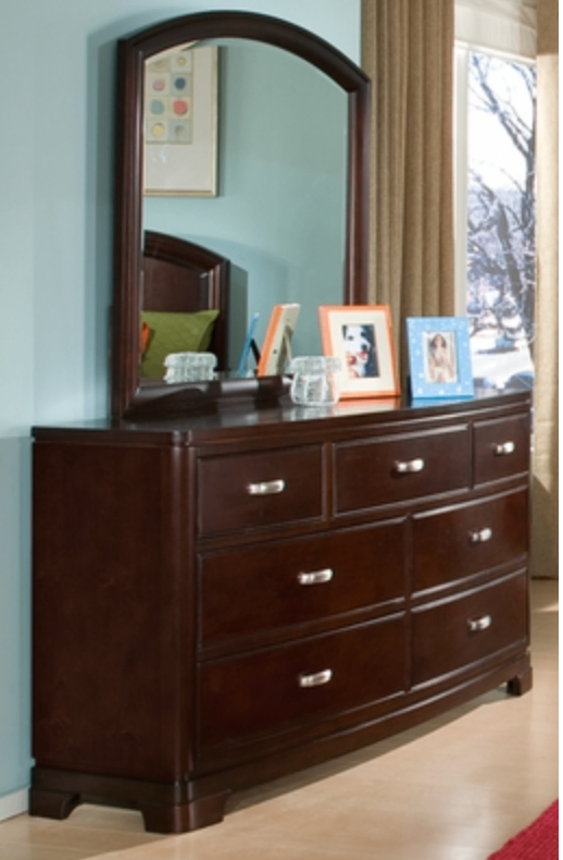 Solid Dark Wood Dresser with Mirror
