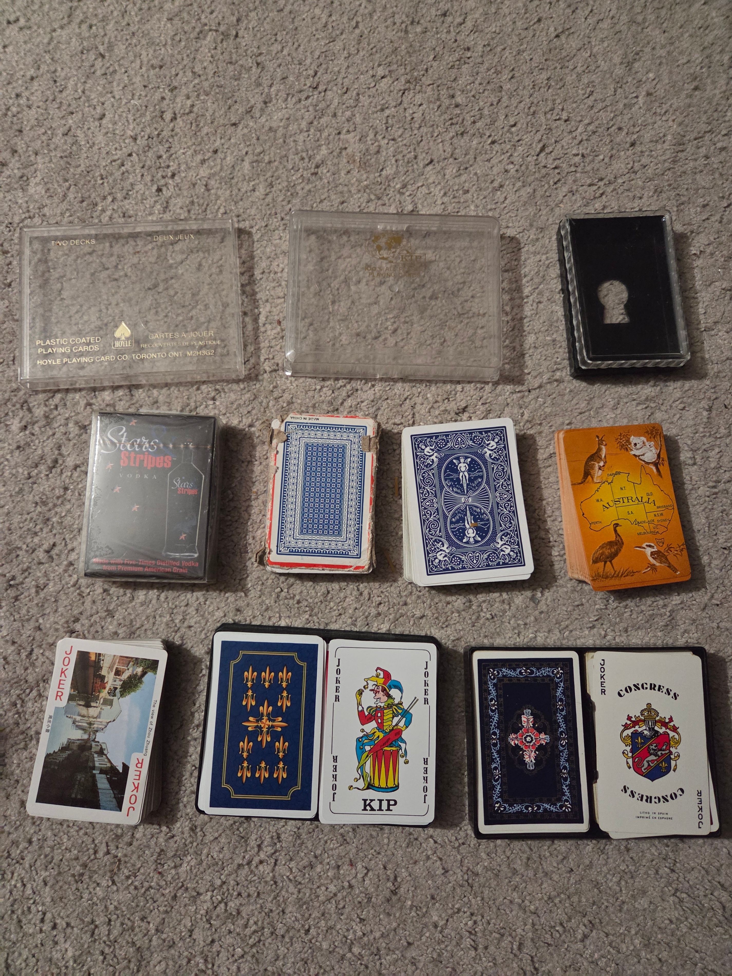 Lot of 10 Vintage / Souvenir Playing Card Decks, VG Condition