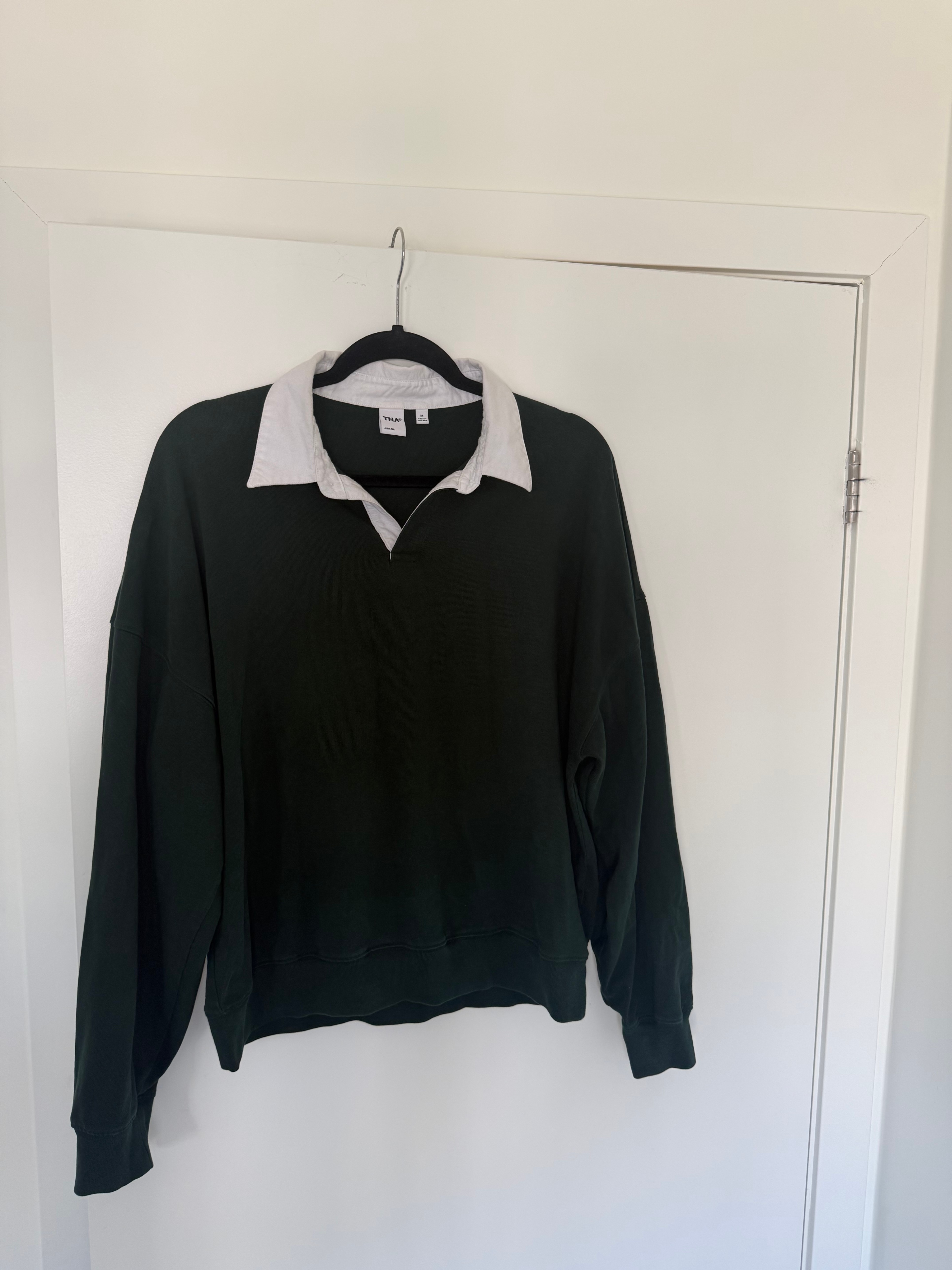 Aritzia TNA Oversized Rugby Sweatshirt - Forest Green (Size M) - photo 2