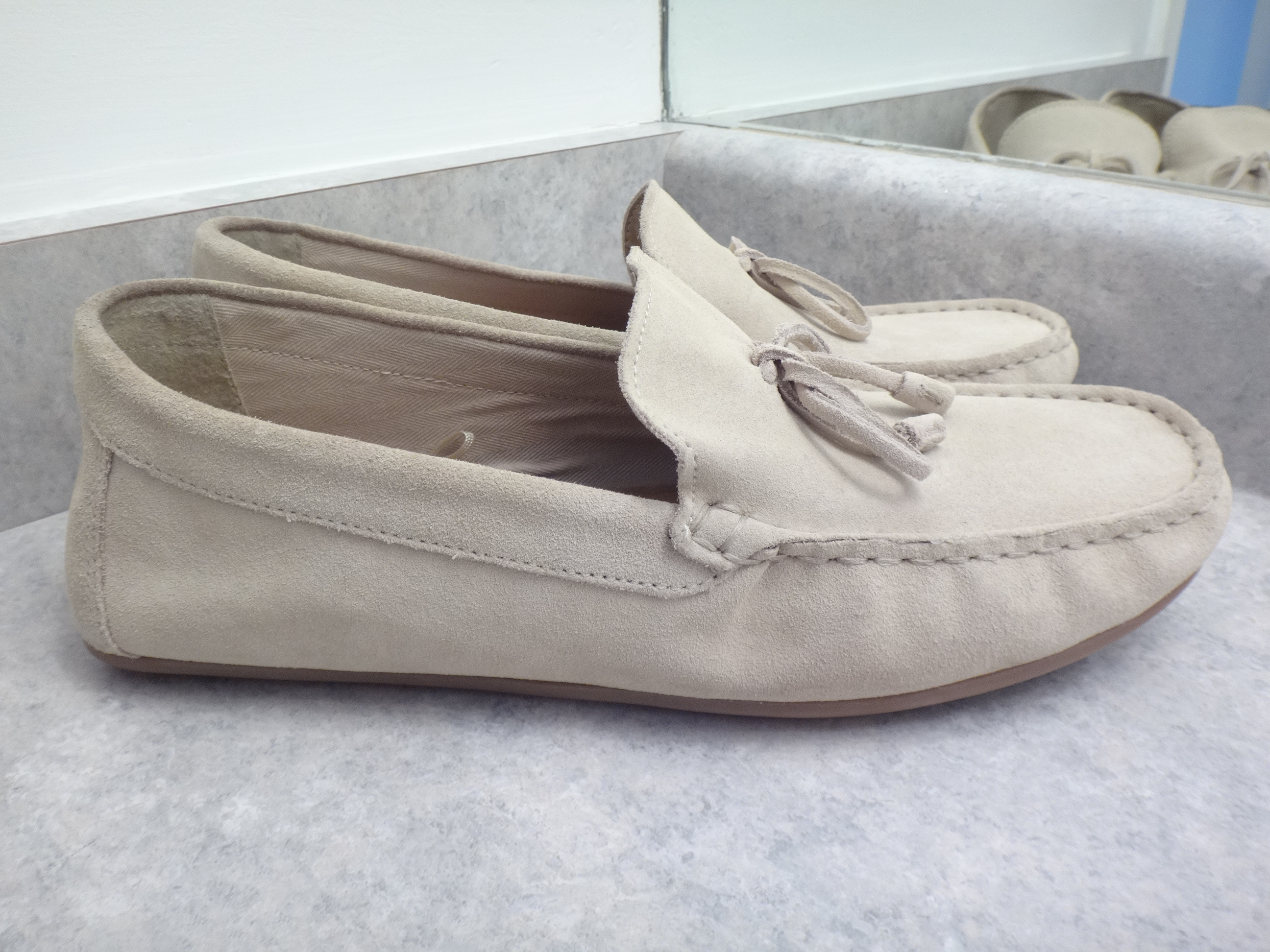 ✅👍🆕ZARA Size 9 / 42 Light Khaki Suede Slip On Loafers Shoes - photo 2