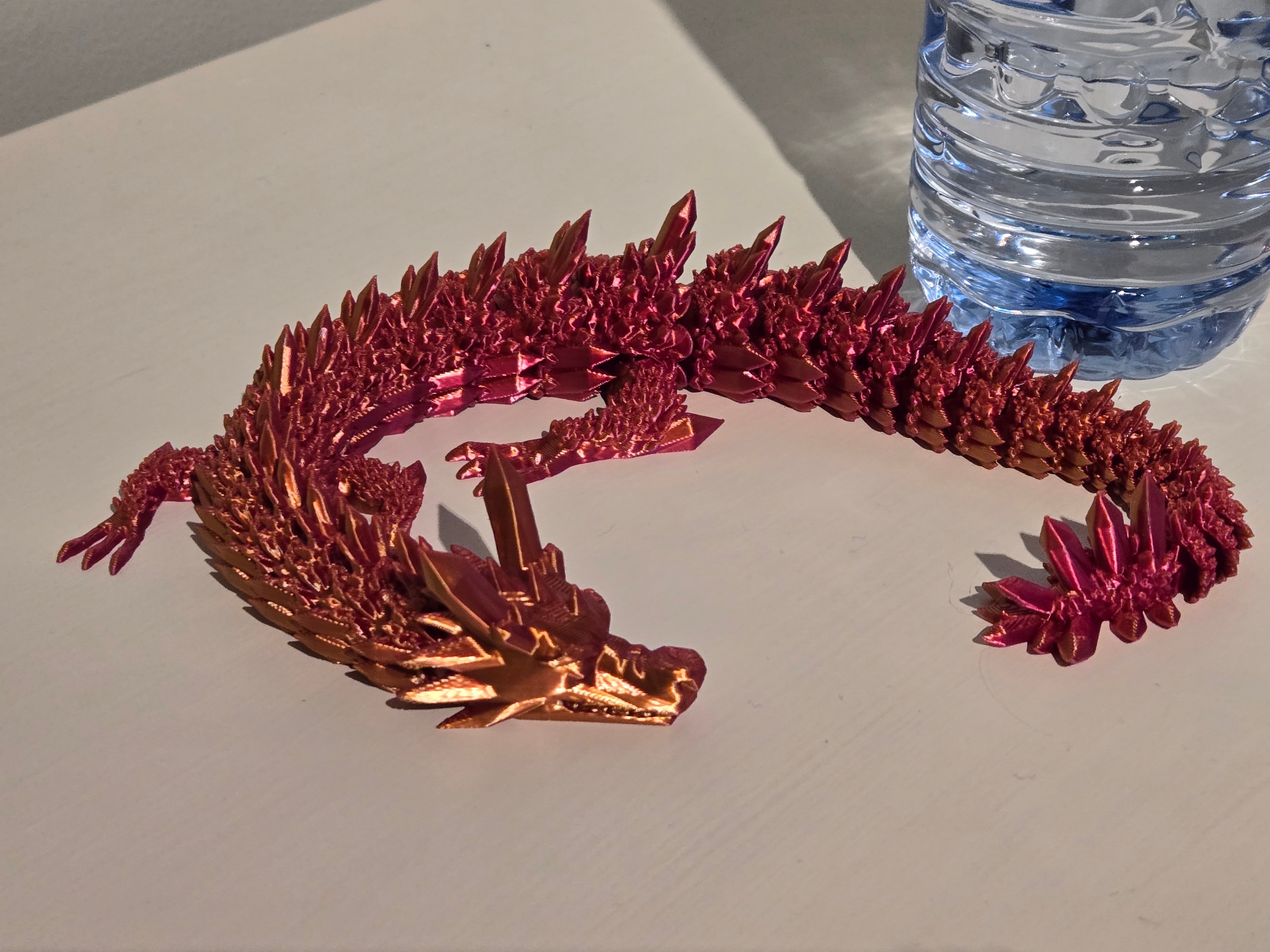 Articulated Dragon Figurine - Pink/Gold