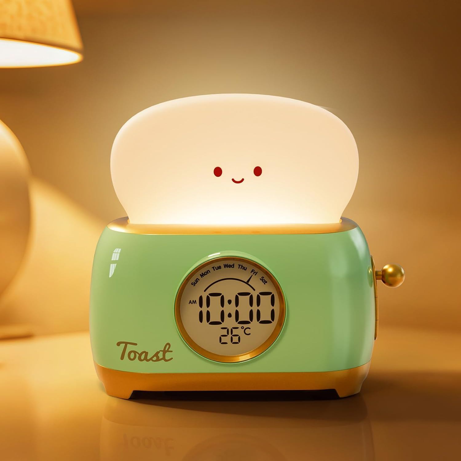 Alarm Clock for Kids, Cute Toast Night Light with Snooze