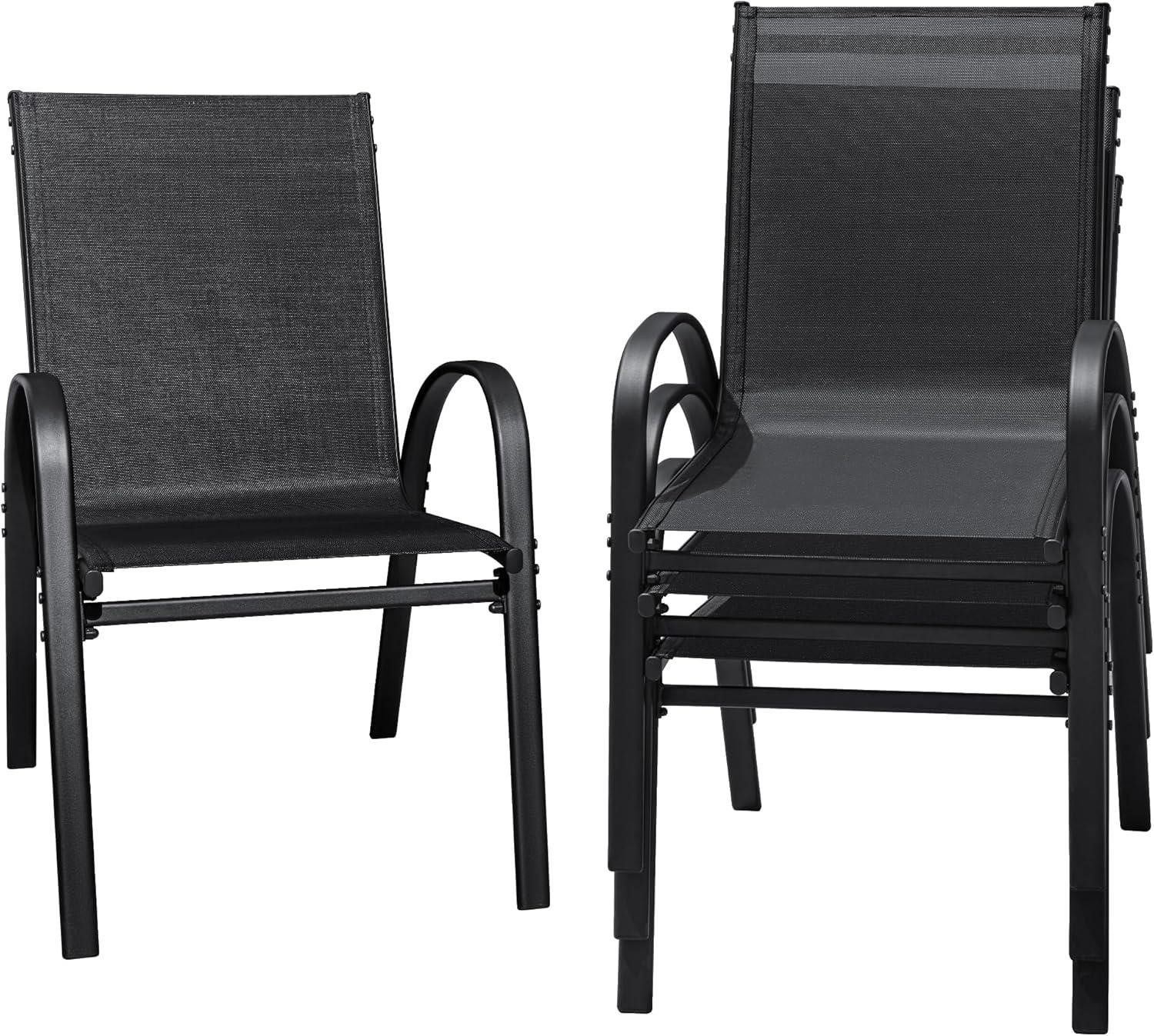 Set of 4 Black Outdoor Chairs