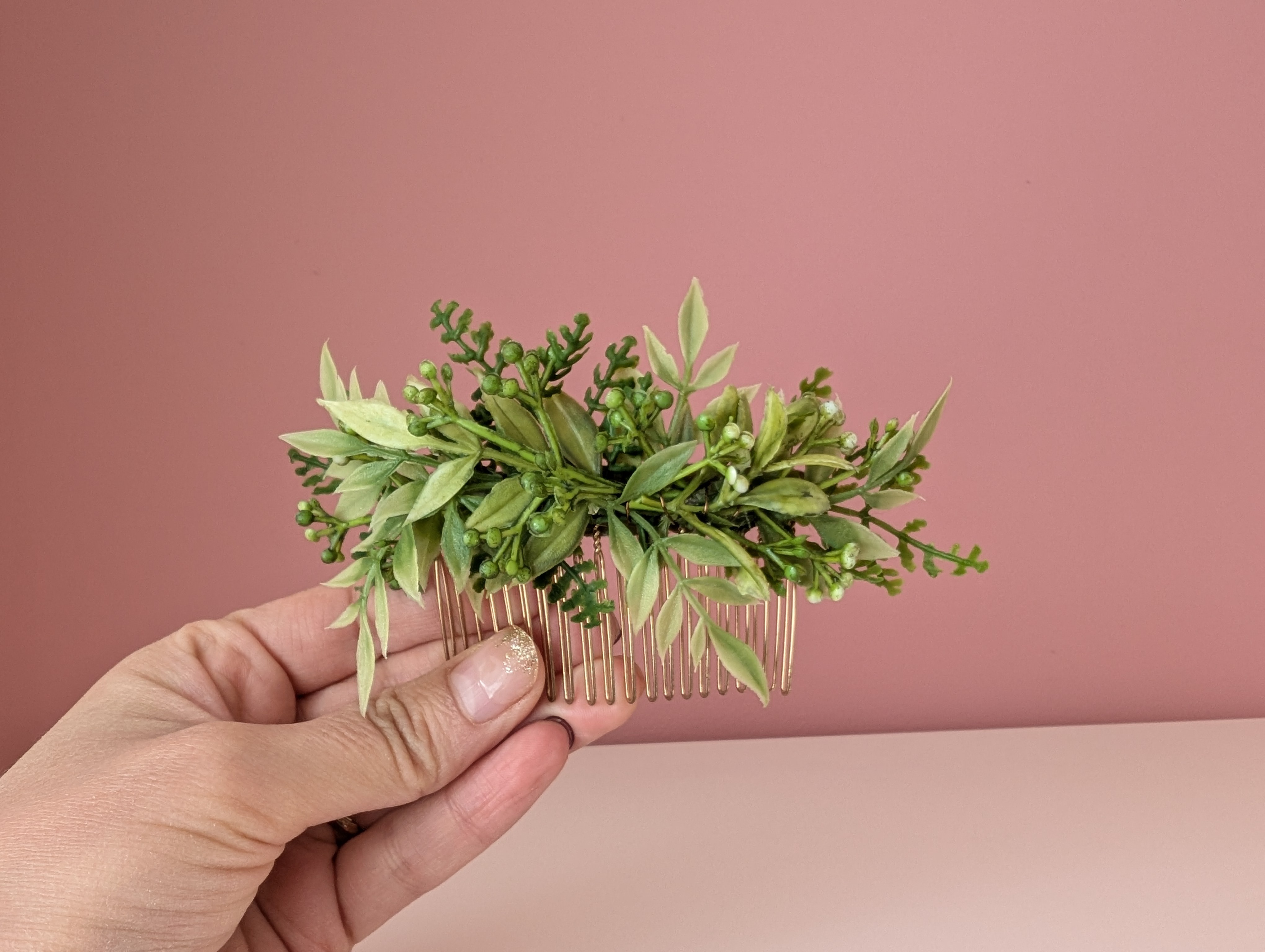 Handmade Greenery Comb, Hair Accessory, Boho Wedding/Bridal - photo 4