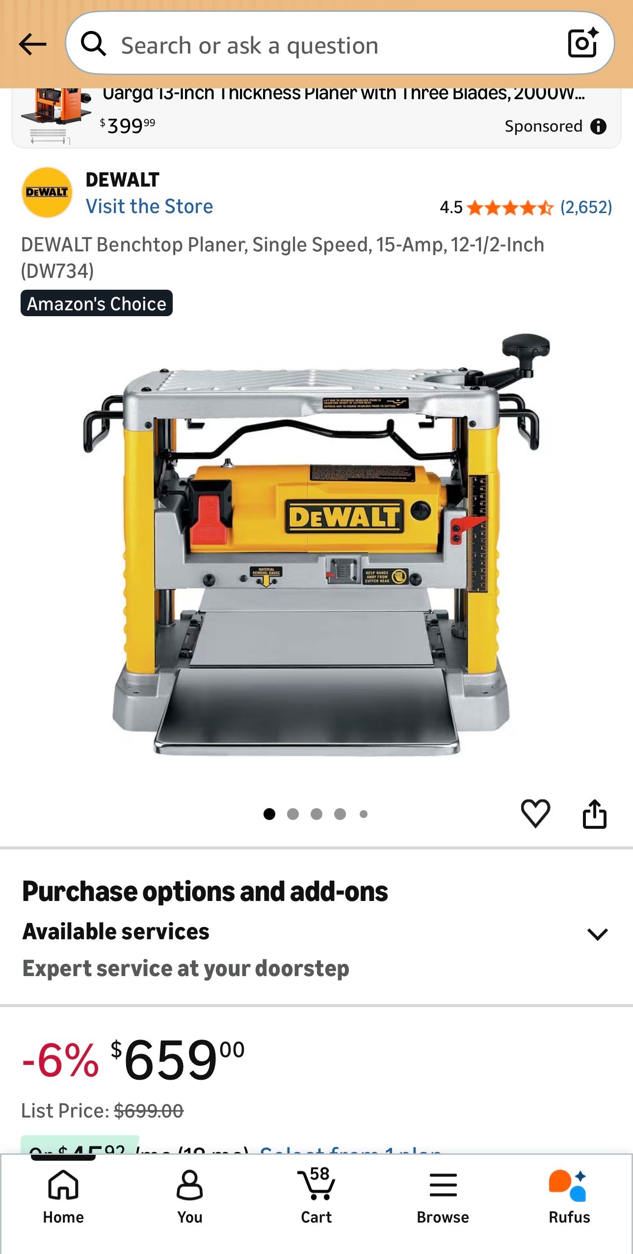 DEWALT Benchtop Planer Single Speed 15Amp 12-1/2-Inch (DW734) - photo 3