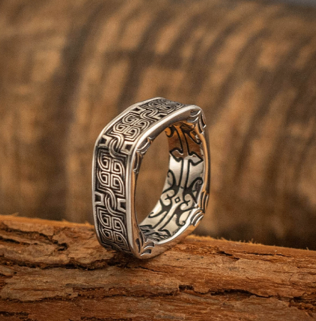 Men's Silver-Tone Ring with Celtic Knot Design - photo 4