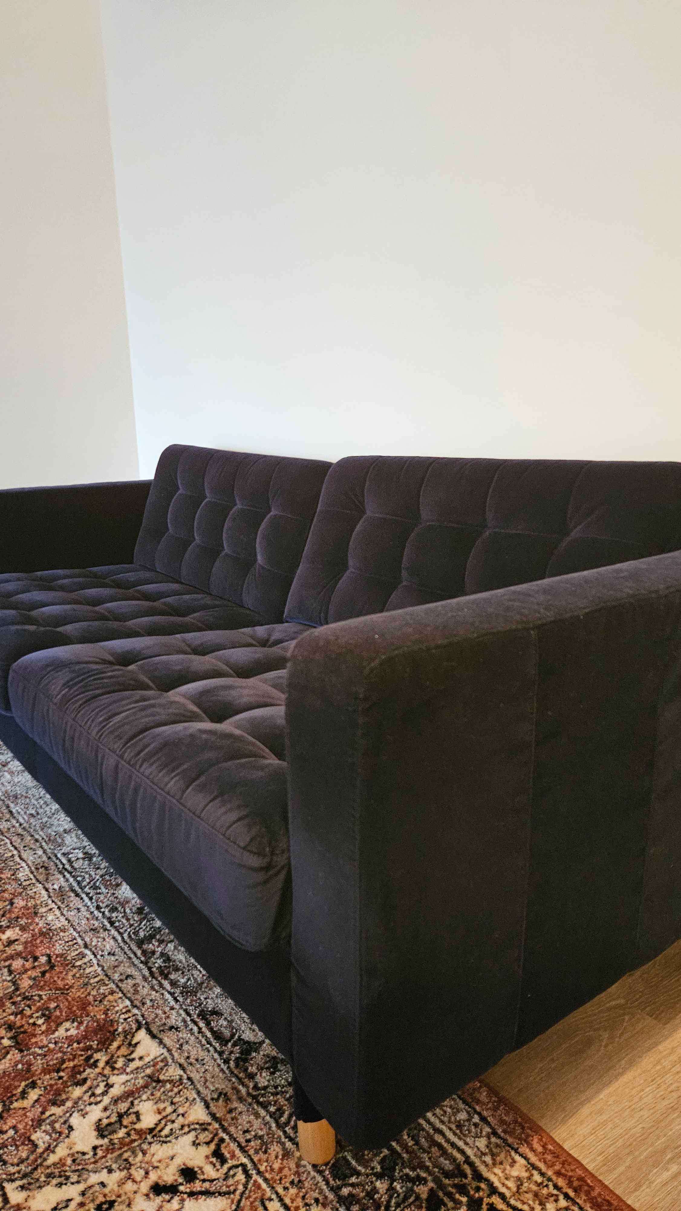 Ikea Love Sofa - Dark Blue Velvet Fabric - changeable cover - photo 3