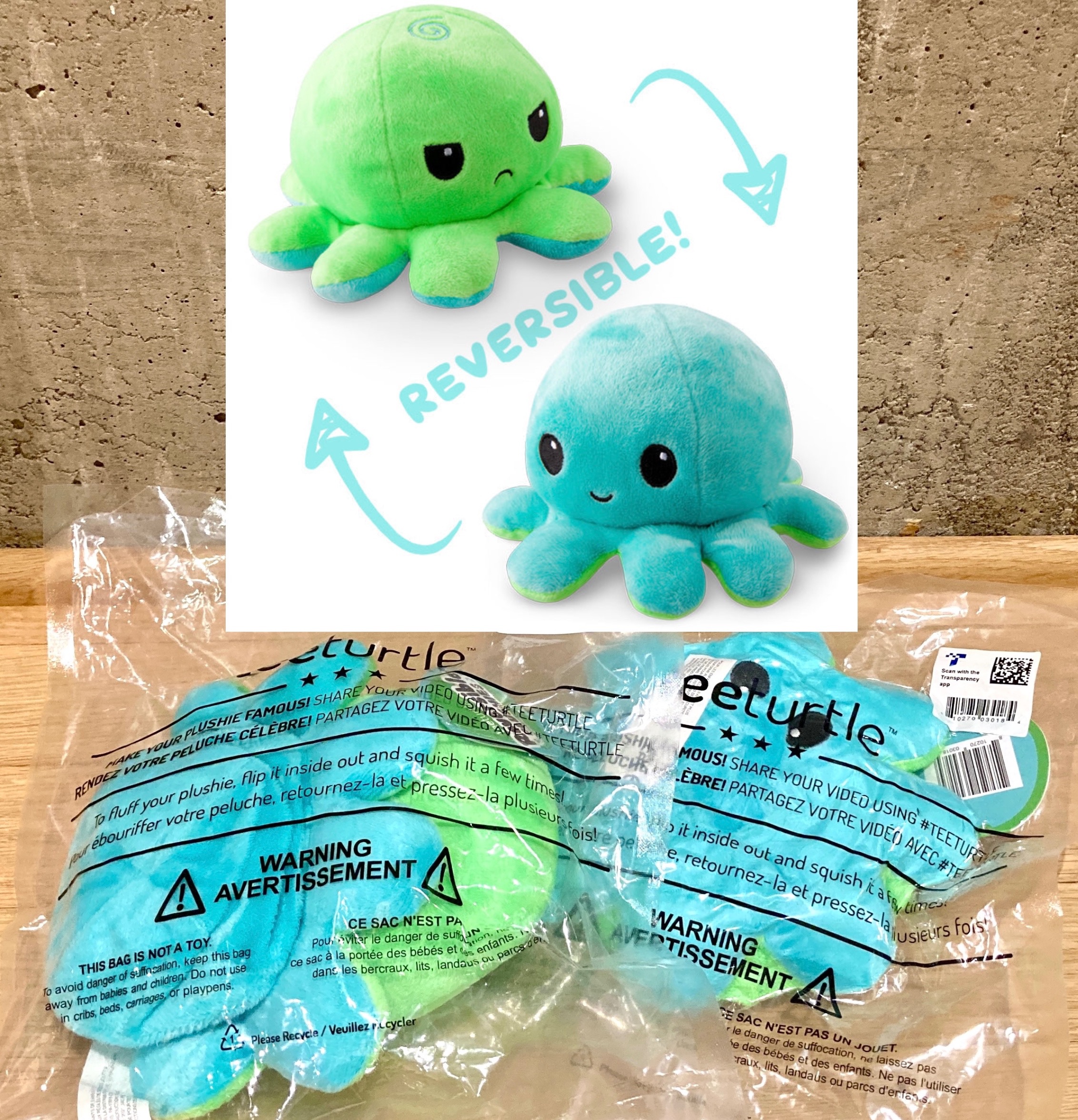 *NEW* TeeTurtle Reversible Octopus Plushie Stuffed Animal Toy