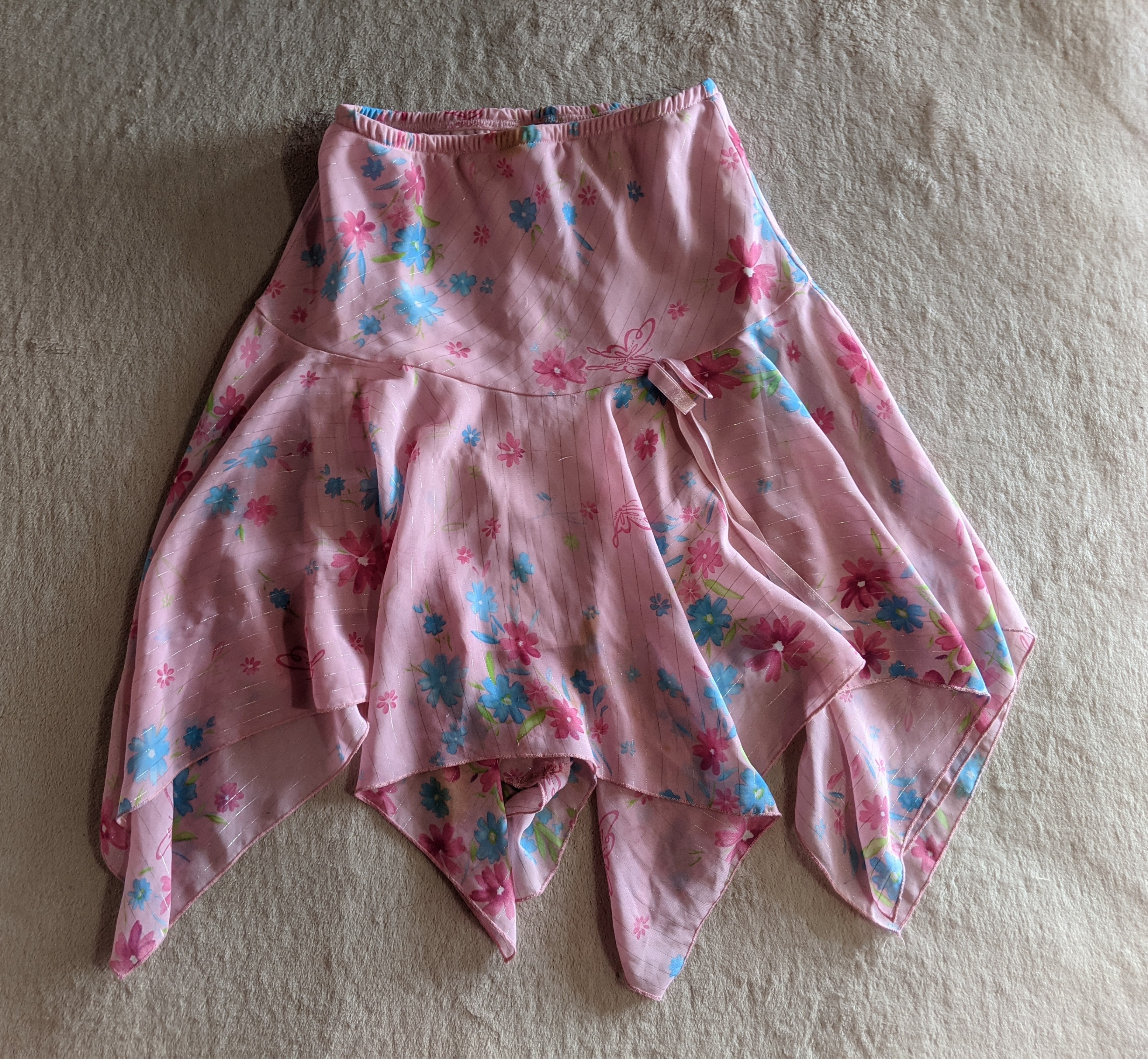 Pink Floral Asymmetrical Barbie Skirt