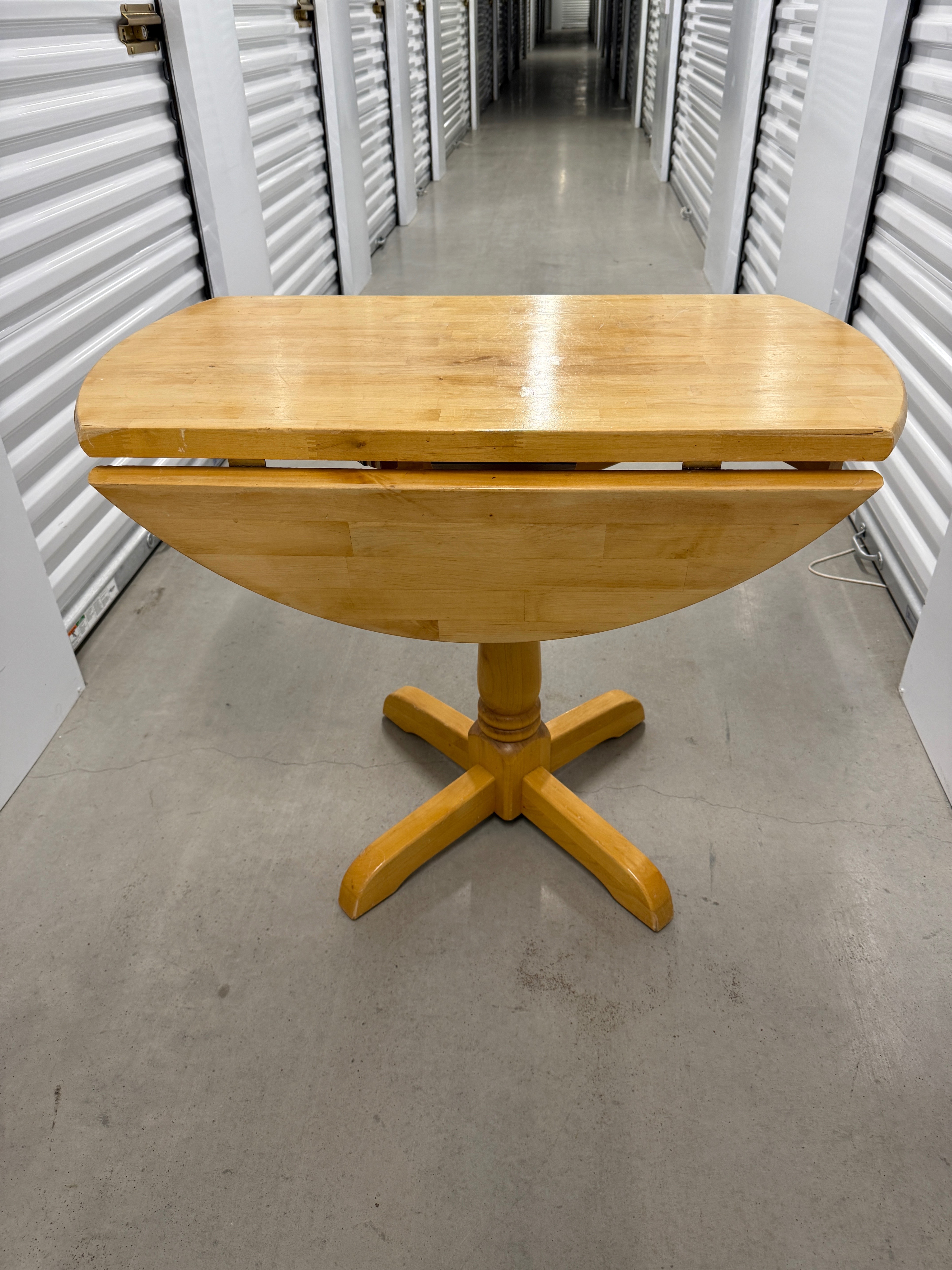 Wood drop leaf pedestal table - photo 2