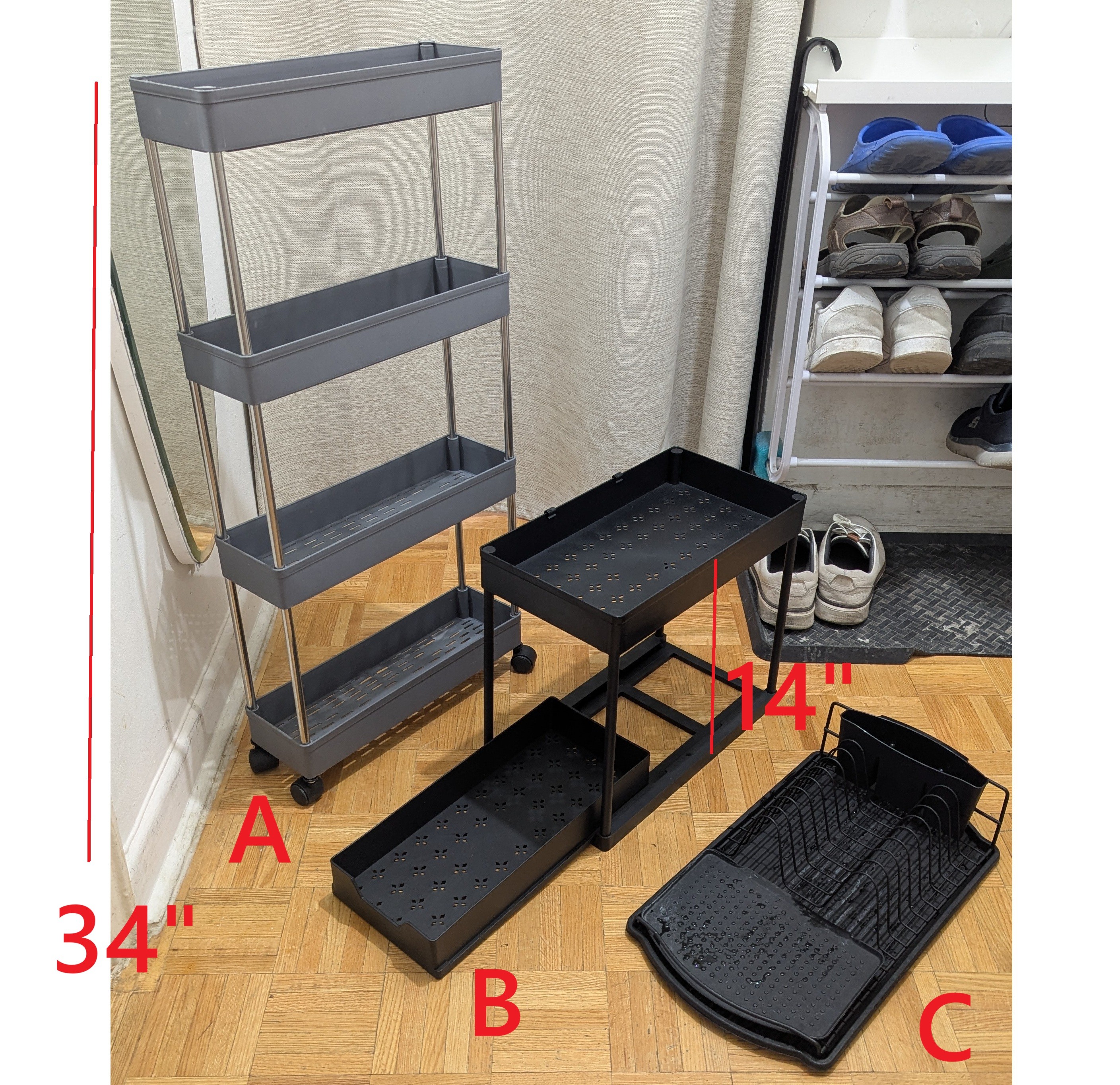 Rolling Cart Storage Shelves Organizer Stand Unit Shelf Dish Dry
