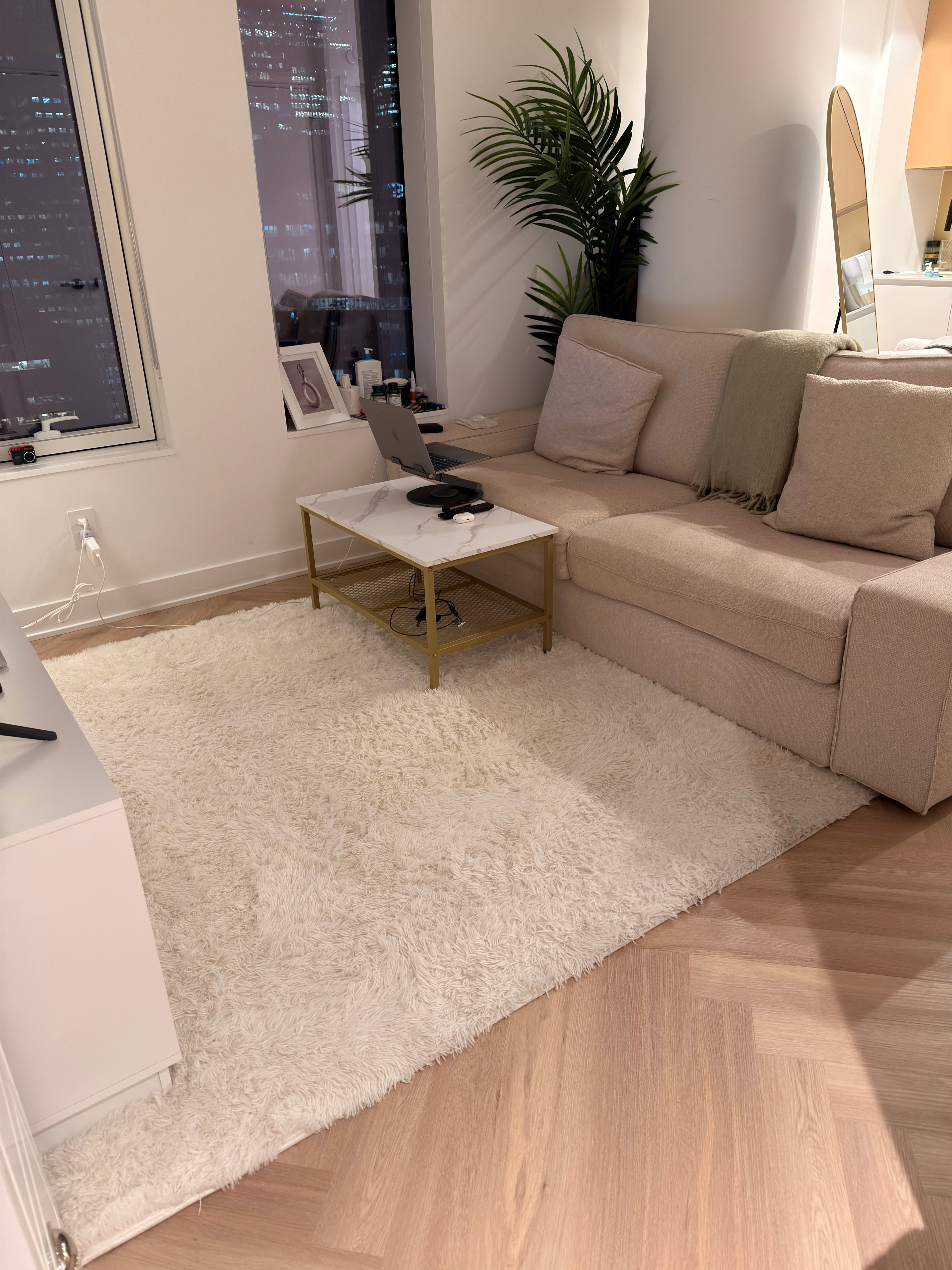 Large Cream White Fluffy Area Rug/Carpet – 6x9 ft