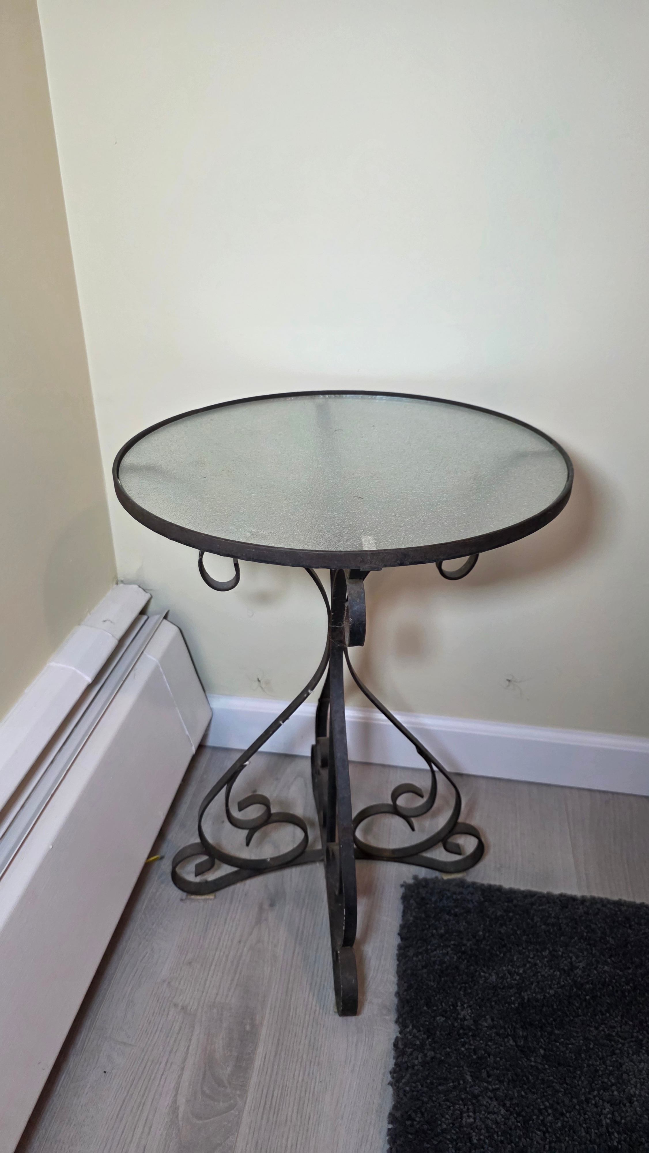 ✨ Vintage-Style Wrought Iron & Glass Accent Table ✨