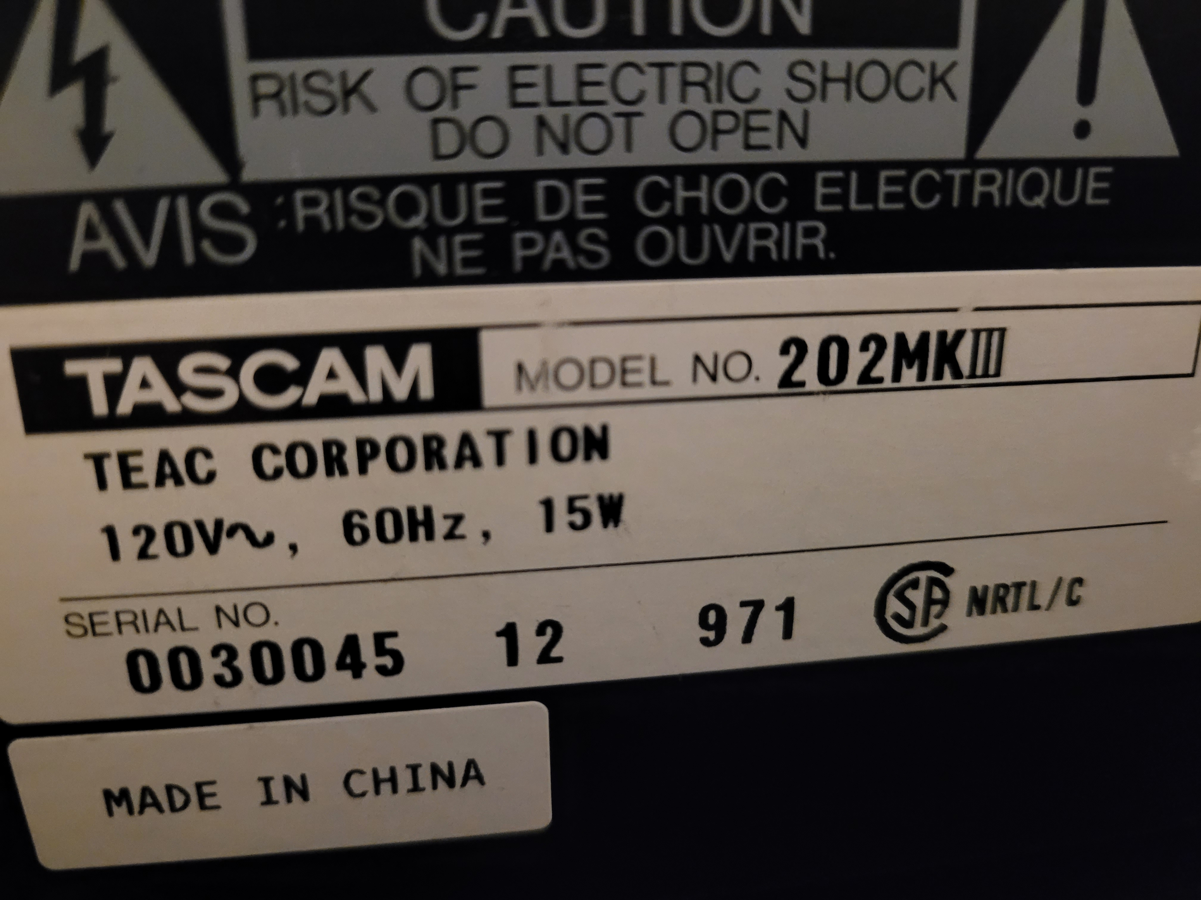 Tascam 202 MKIII - AS IS - FOR PARTS - photo 4