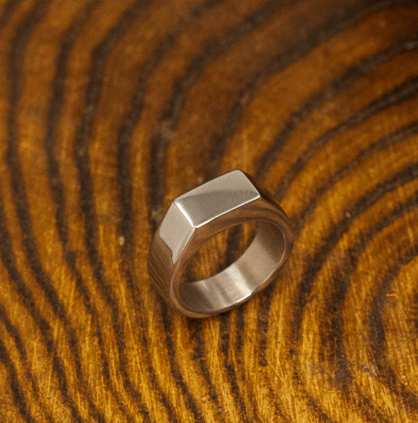 Men's Silver-Tone Signet Ring