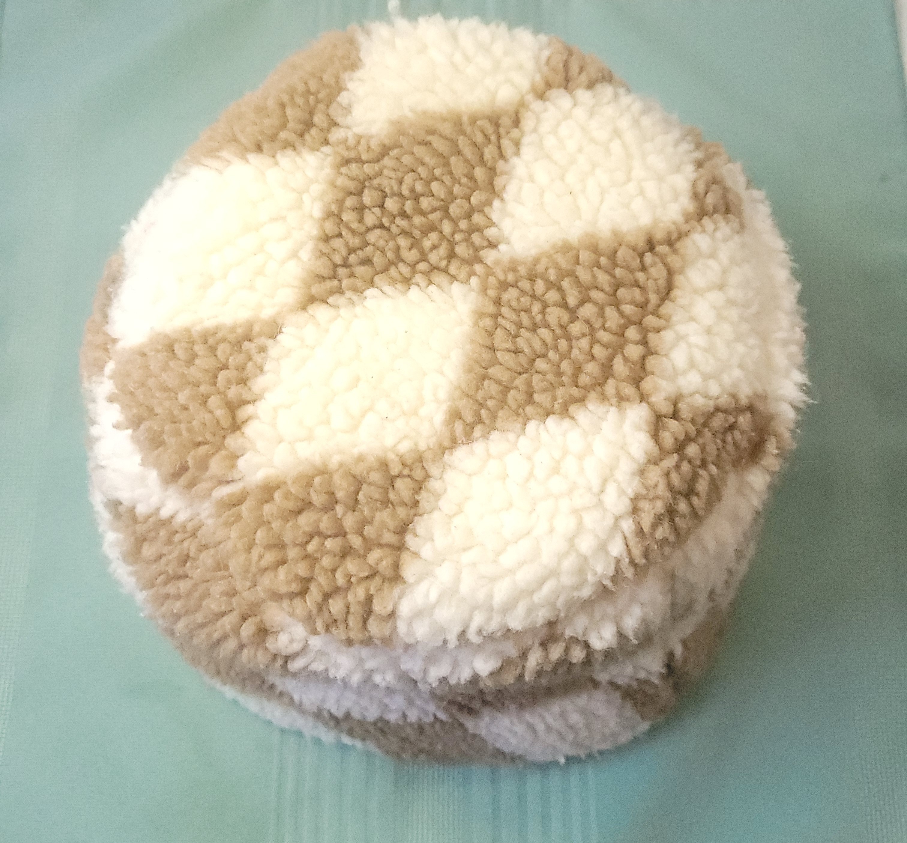Coco Carmen Beige Checkered Sherpa Bucket Hat Tan White Plush - photo 2