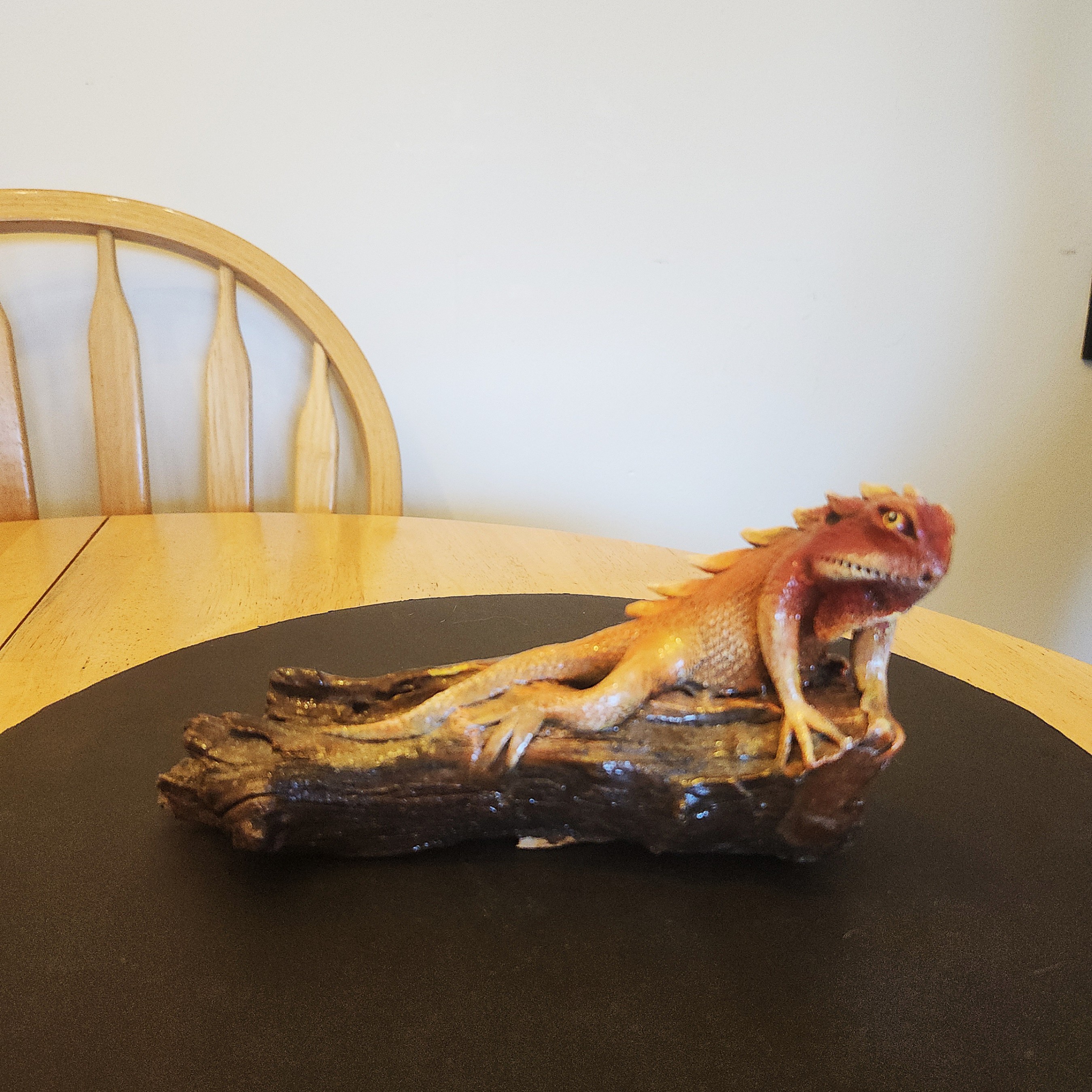 Wizard the Lizard on Perch Resin Decor