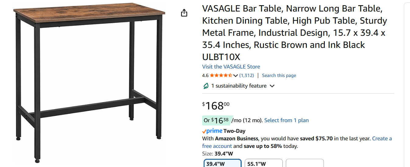 Walnut brown + metal Bar Table
