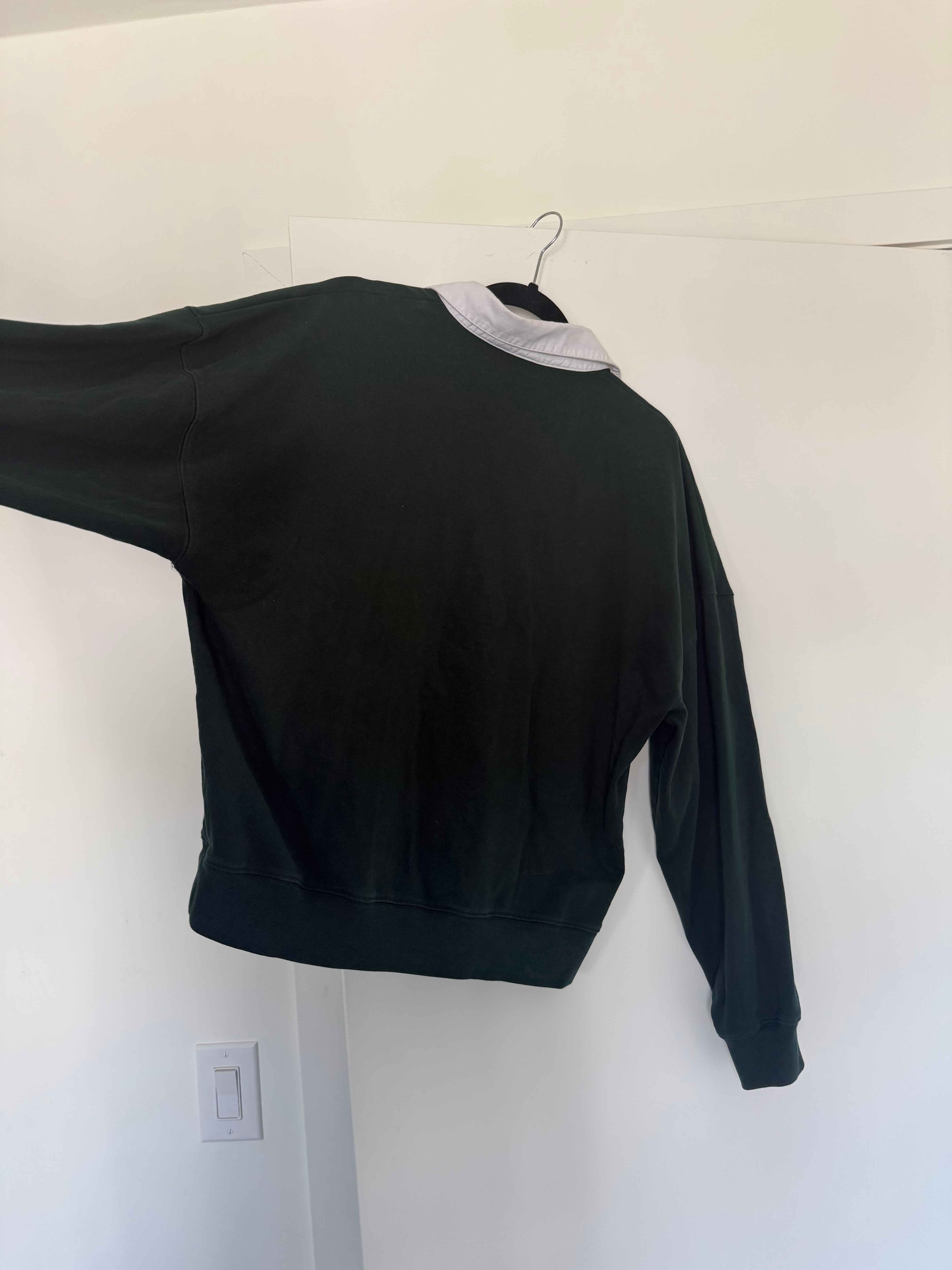 Aritzia TNA Oversized Rugby Sweatshirt - Forest Green (Size M) - photo 3